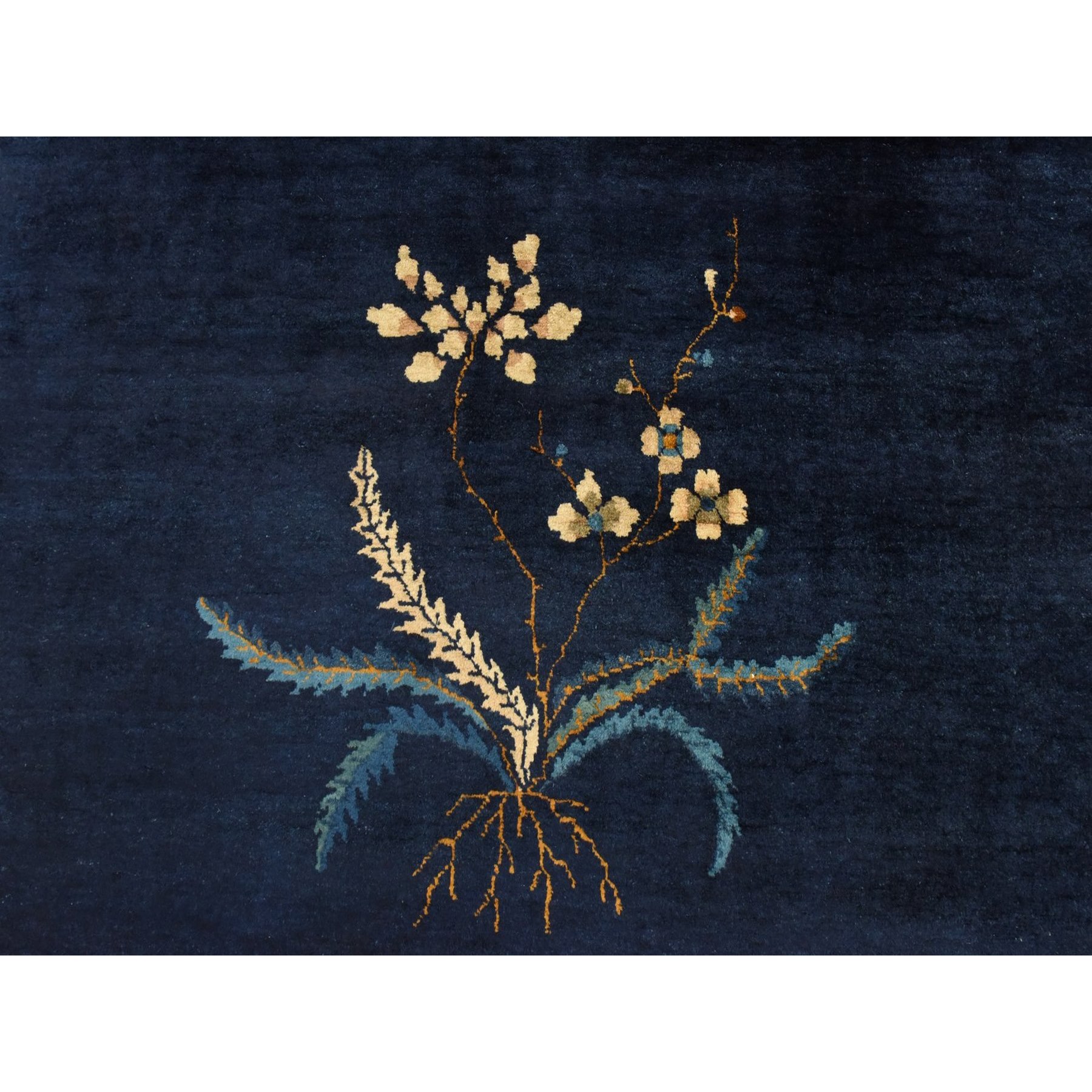 9'2"x11'2" Midnight Blue, Antique Chinese Nichols Art Deco, Full Pile, Good Condition and Clean, 100% Wool, Hand Knotted, Oriental Rug Sh78426