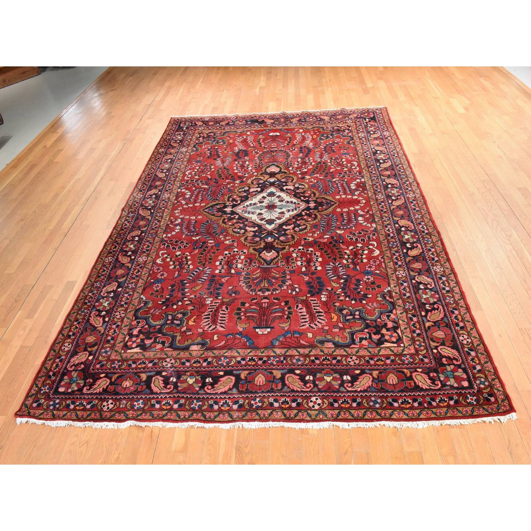 8'10"x12'3" Savvy Red, Semi Antique Persian Lilihan, Full Pile, Good Condition and Clean, 100% Wool, Hand Knotted, Oriental Rug Sh78427