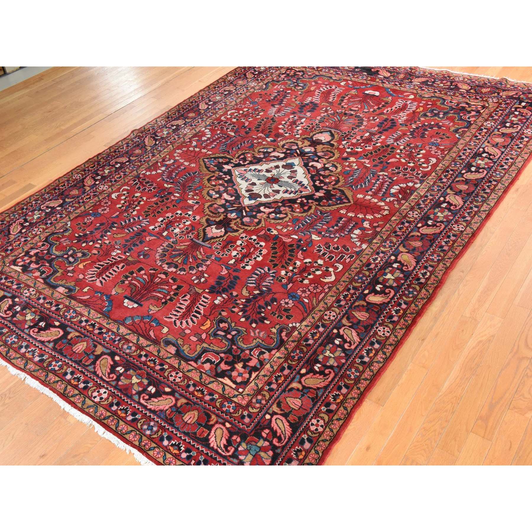 8'10"x12'3" Savvy Red, Semi Antique Persian Lilihan, Full Pile, Good Condition and Clean, 100% Wool, Hand Knotted, Oriental Rug Sh78427