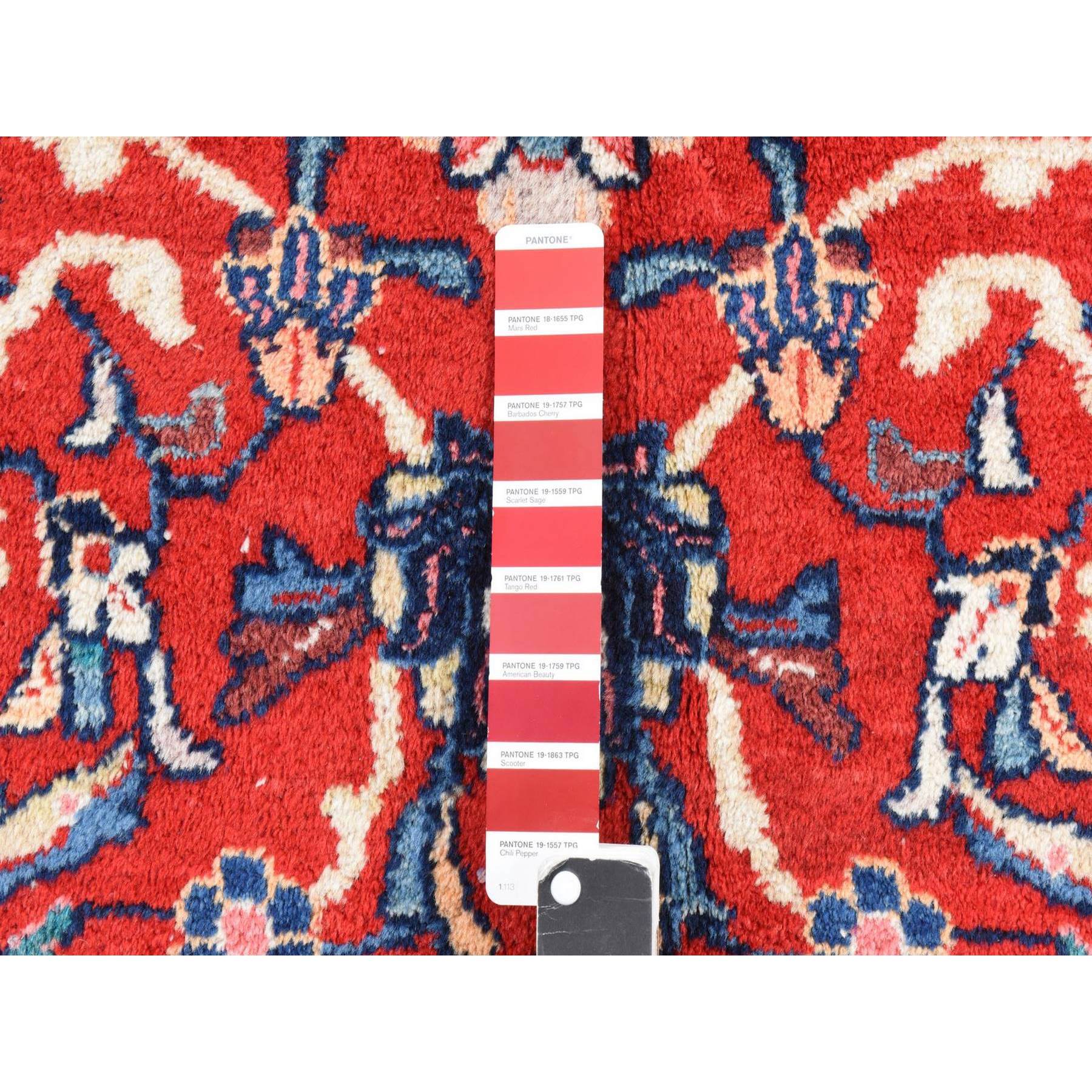 10'x13'10" Scarlet Red, Semi Antique Persian Sarouk Mahal, Full Pile, Good Condition and Clean, 100% Wool, Hand Knotted, Oriental Rug Sh78430