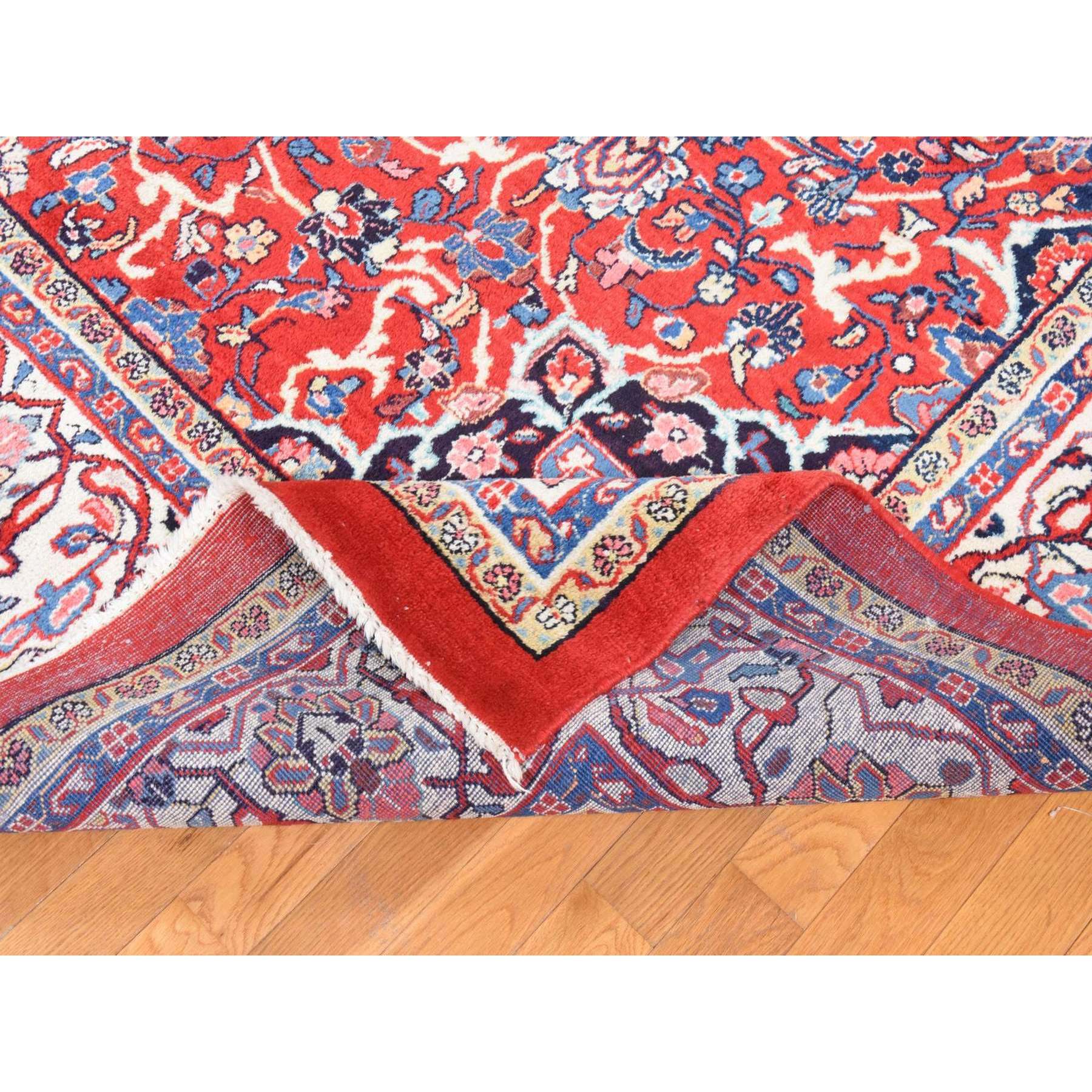 10'x13'10" Scarlet Red, Semi Antique Persian Sarouk Mahal, Full Pile, Good Condition and Clean, 100% Wool, Hand Knotted, Oriental Rug Sh78430