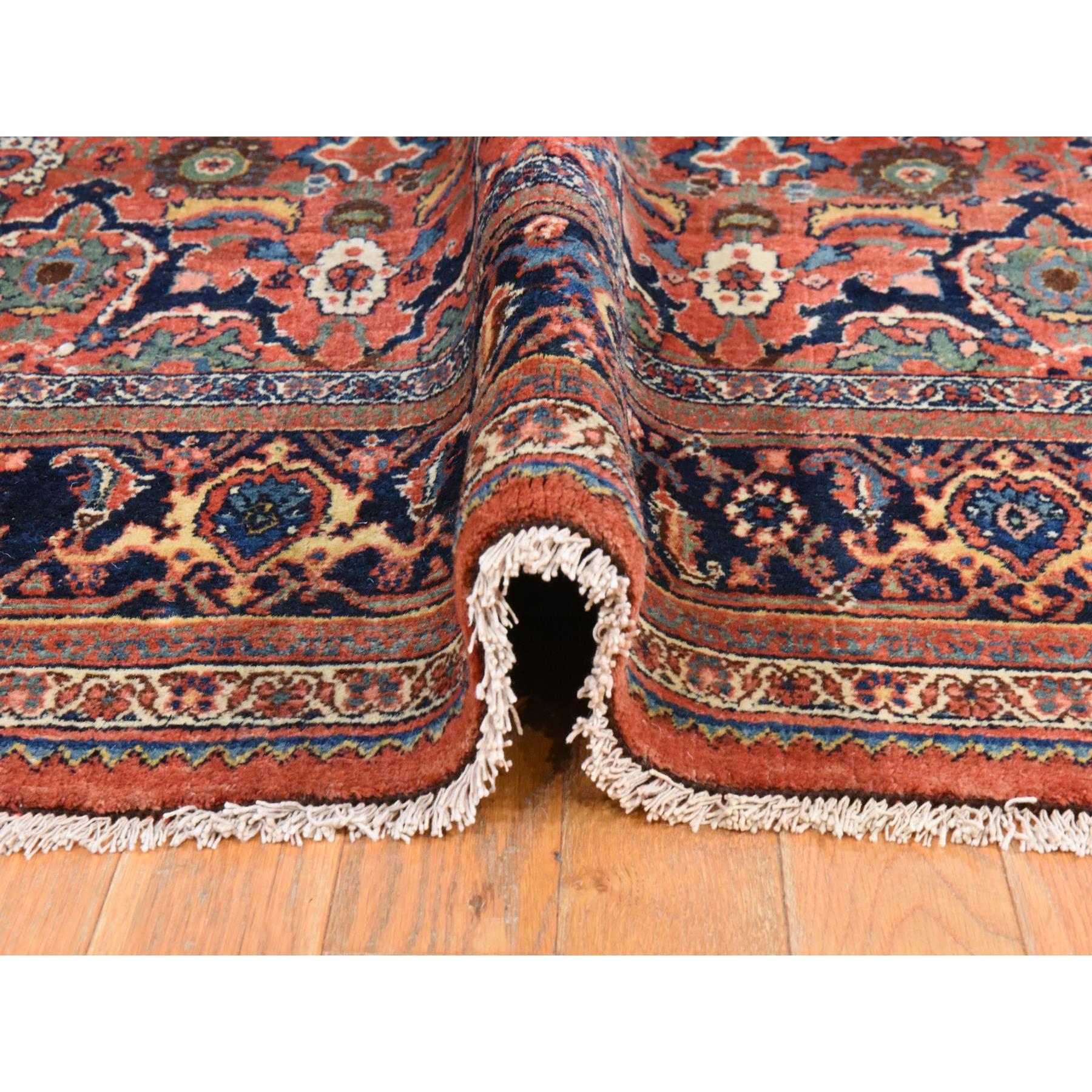 9'3"x14'10" Cinnamon Red, Antique Persian Bidjar, Smaller and Larger Rosette Tribal Flower Design, Good Condition, Evenly Worn, Low Pile, 100% Wool, Hand Knotted, Oriental Rug Sh78431