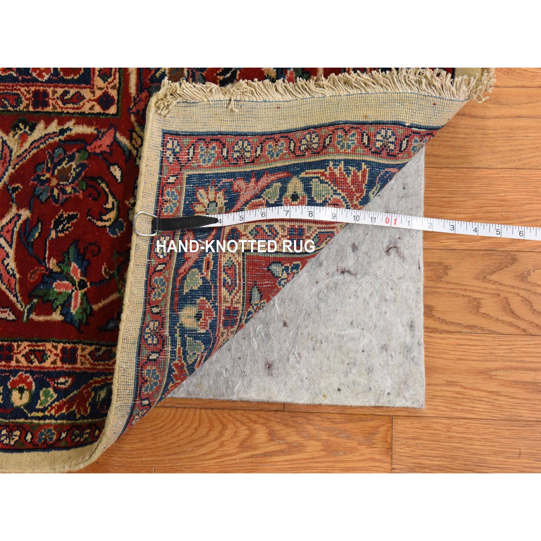 10'1"x13'9" Parchment White, Semi Antique Persian Sarouk, Good Condition, Full Pile, All Over Flower and Vine Design, Clean and Pliable, 100% Wool, Hand Knotted, Oriental Rug Sh78432