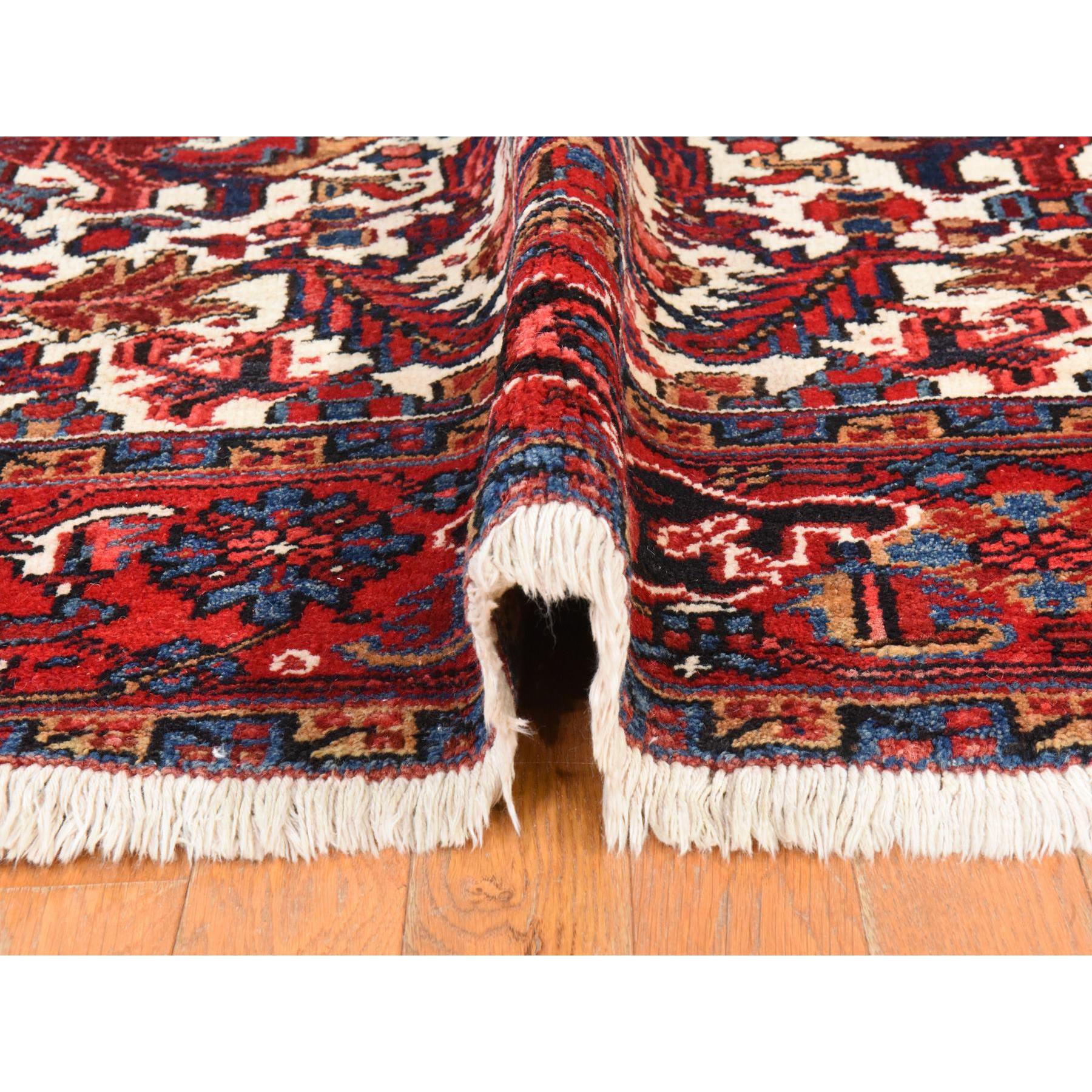 8'3"x11'1" Daisy White, Antique Persian Heriz, Good Condition, Clean, Full Pile, All Over Flower Geometric Design, 100% Wool, Hand Knotted, Oriental Rug Sh78433