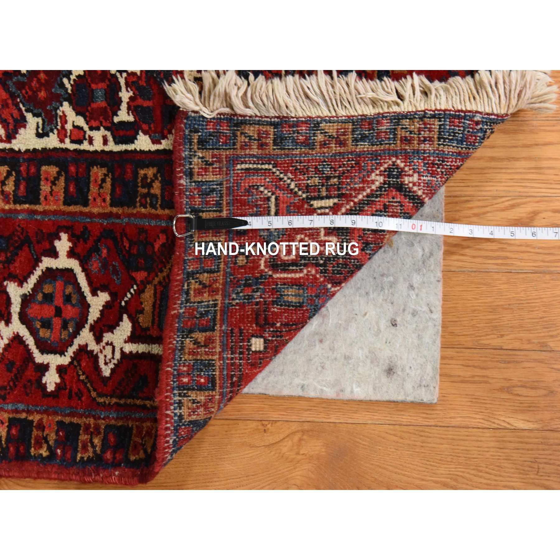 8'3"x11'1" Daisy White, Antique Persian Heriz, Good Condition, Clean, Full Pile, All Over Flower Geometric Design, 100% Wool, Hand Knotted, Oriental Rug Sh78433