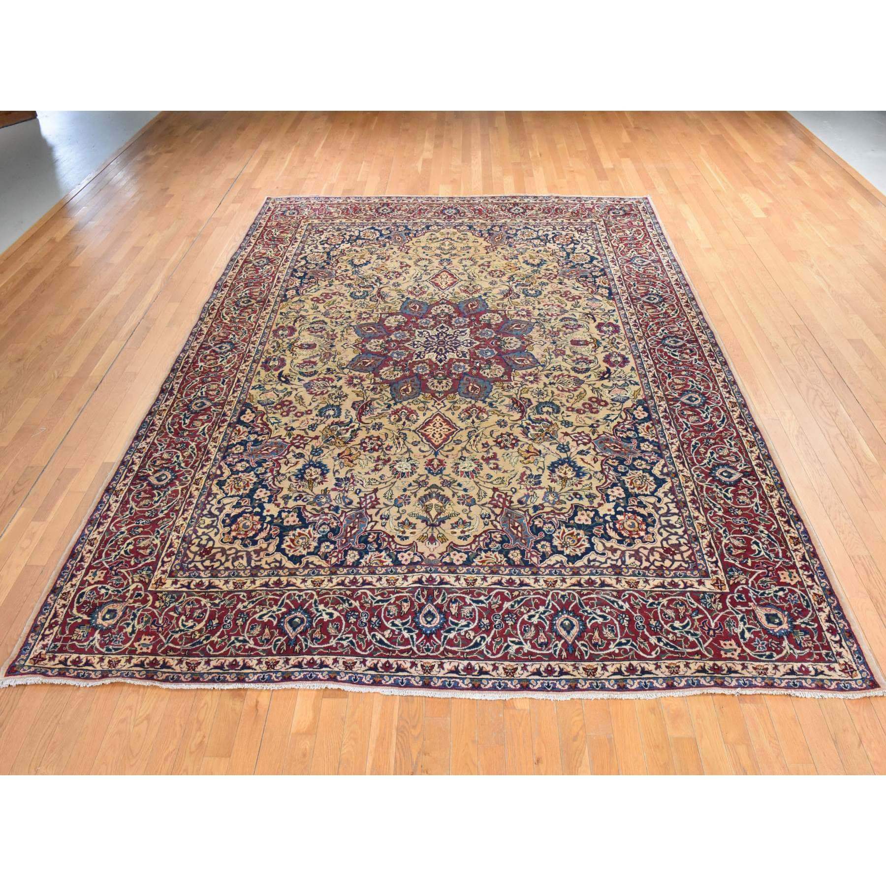 9'7"x12'8" Burlywood Brown, Semi Antique Persian Tabriz, Good Condition, Clean, Full Pile, Medallion Design, 100% Wool, Hand Knotted, Oriental Rug Sh78434