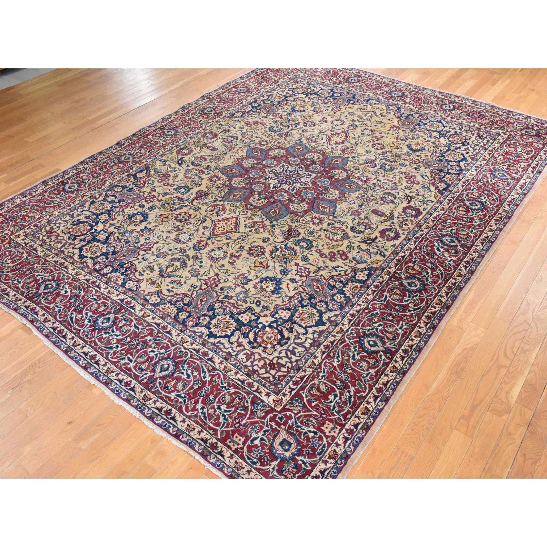 9'7"x12'8" Burlywood Brown, Semi Antique Persian Tabriz, Good Condition, Clean, Full Pile, Medallion Design, 100% Wool, Hand Knotted, Oriental Rug Sh78434