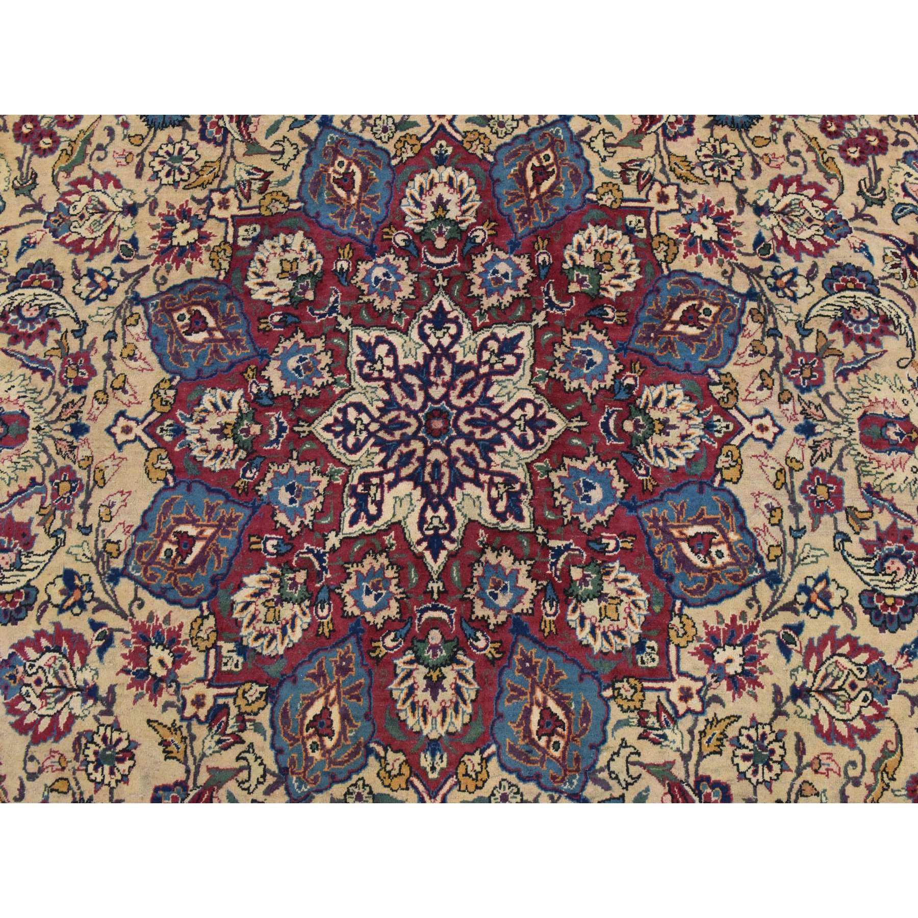 9'7"x12'8" Burlywood Brown, Semi Antique Persian Tabriz, Good Condition, Clean, Full Pile, Medallion Design, 100% Wool, Hand Knotted, Oriental Rug Sh78434