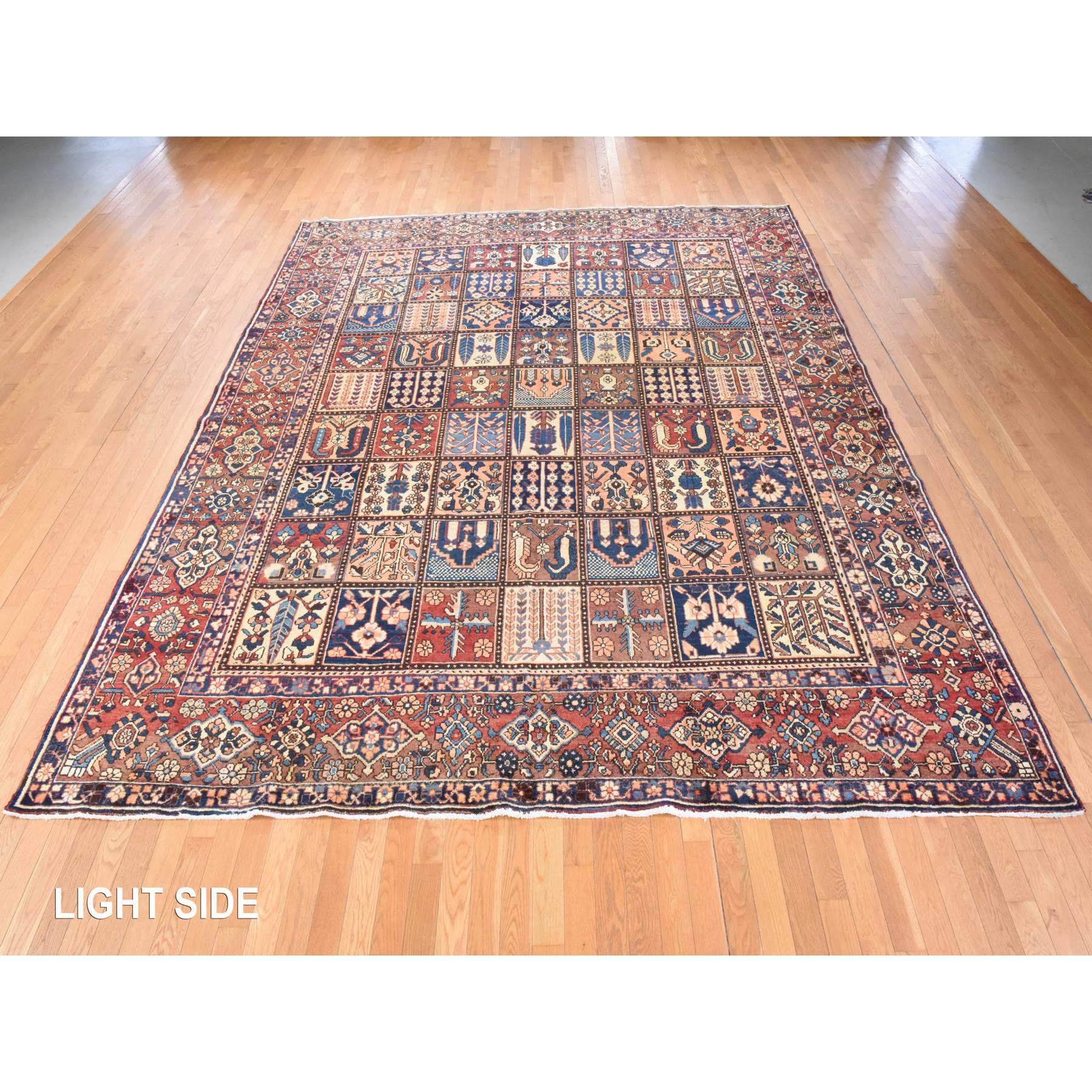 10'4"x12'8" Blush Red, Semi Antique Persian Baktiar, Good Condition, Clean, Full Pile, Classic Garden Design, 100% Wool, Hand Knotted, Oriental Rug Sh78436