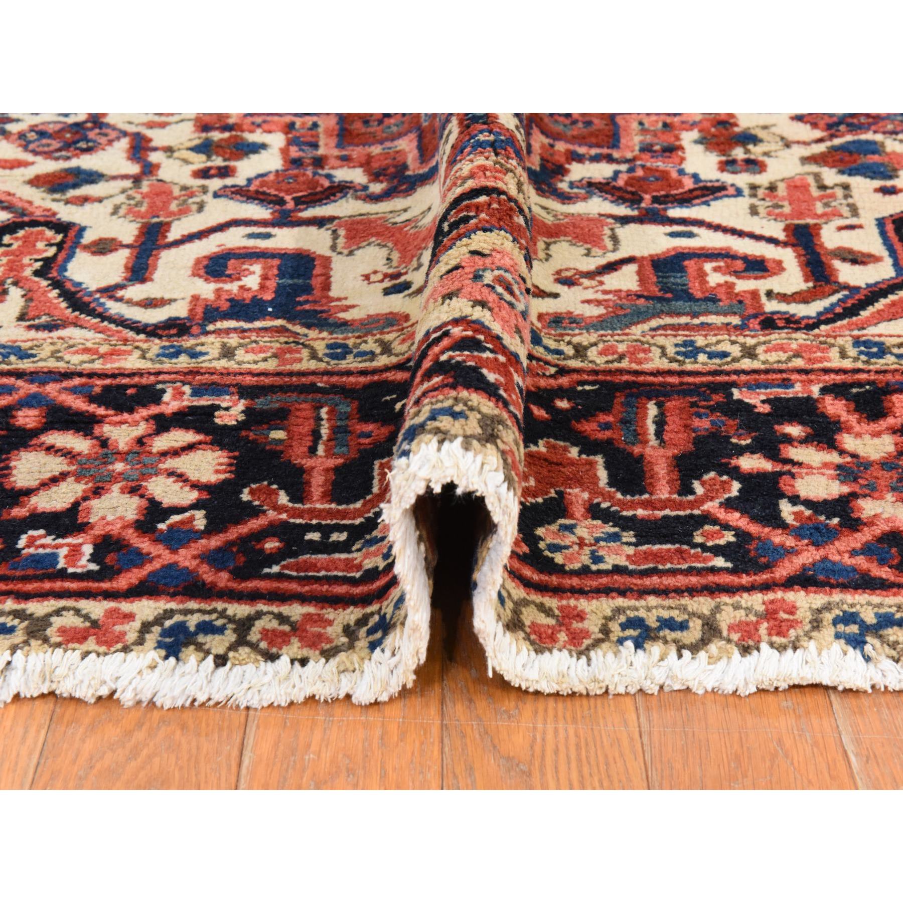 8'x11'3" Crimson Red, Antique Persian Heriz, Good Condition, Clean, Full Pile, Classic Geometric Medallion Design, 100% Wool, Hand Knotted, Oriental Rug Sh78437