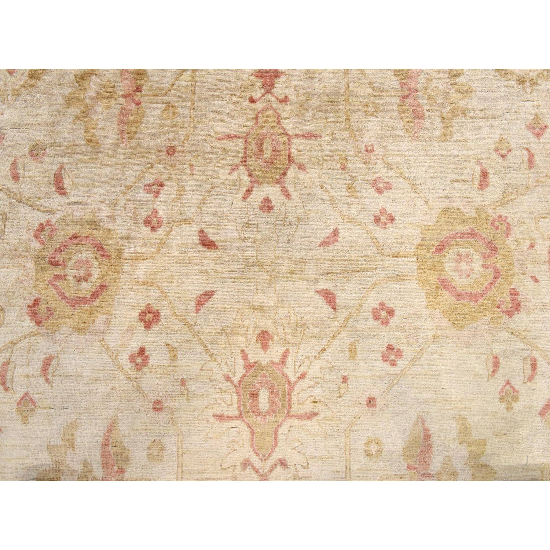 9'8"x16' Beige, Afghan Peshawar with All Over Mahal Design, Clean, Full Pile, Long and Narrow, 100% Wool, Hand Knotted, Oriental Rug Sh78438