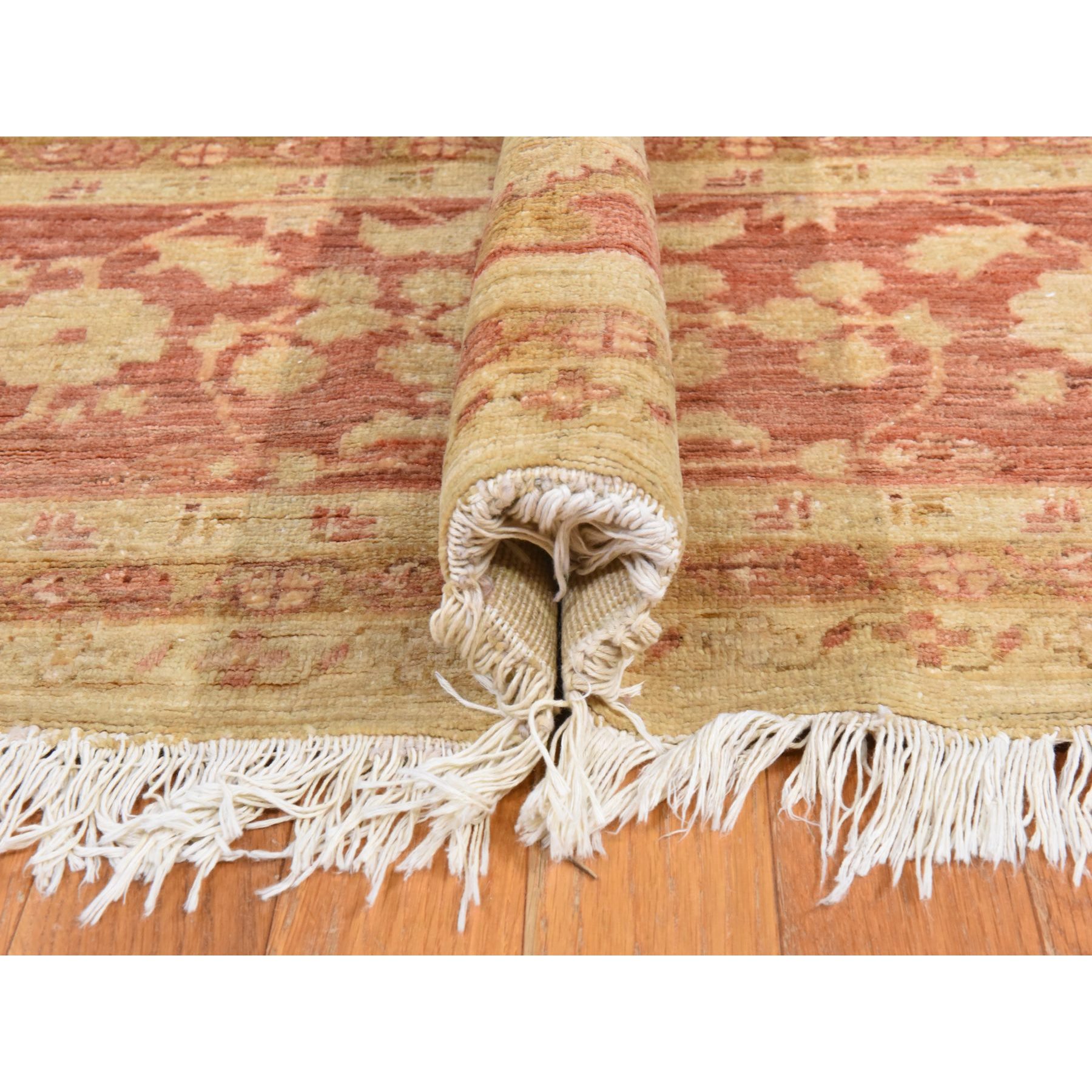 9'8"x16' Beige, Afghan Peshawar with All Over Mahal Design, Clean, Full Pile, Long and Narrow, 100% Wool, Hand Knotted, Oriental Rug Sh78438