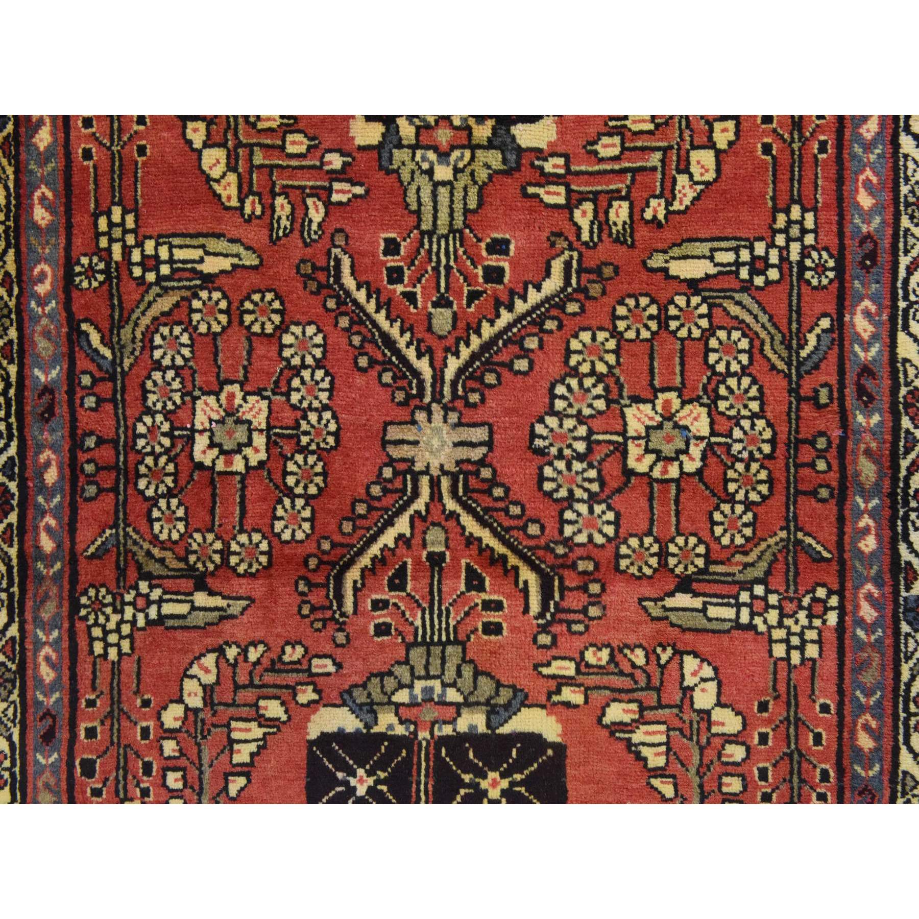 3'4"x9'10" Chili Red, Semi Antique Persian Lilihan, Good Condition, Clean, Full Pile, 100% Wool, Hand Knotted, Wide Runner, Oriental Rug Sh78439