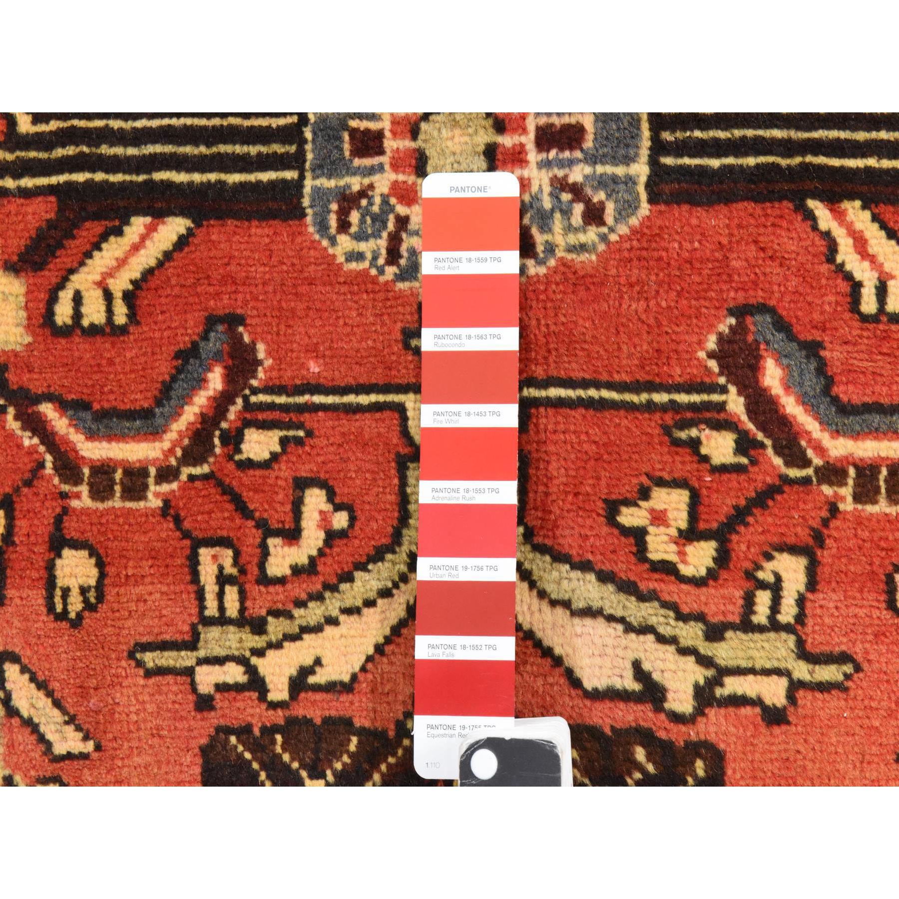 3'4"x9'10" Chili Red, Semi Antique Persian Lilihan, Good Condition, Clean, Full Pile, 100% Wool, Hand Knotted, Wide Runner, Oriental Rug Sh78439