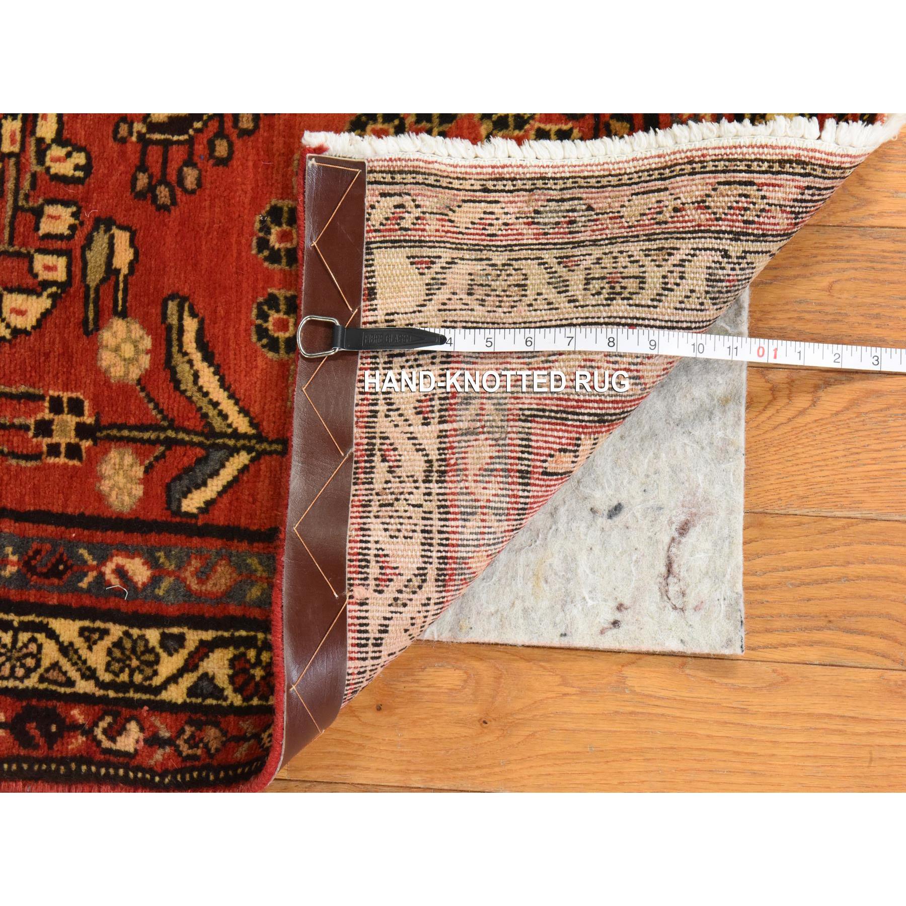 3'4"x9'10" Chili Red, Semi Antique Persian Lilihan, Good Condition, Clean, Full Pile, 100% Wool, Hand Knotted, Wide Runner, Oriental Rug Sh78439