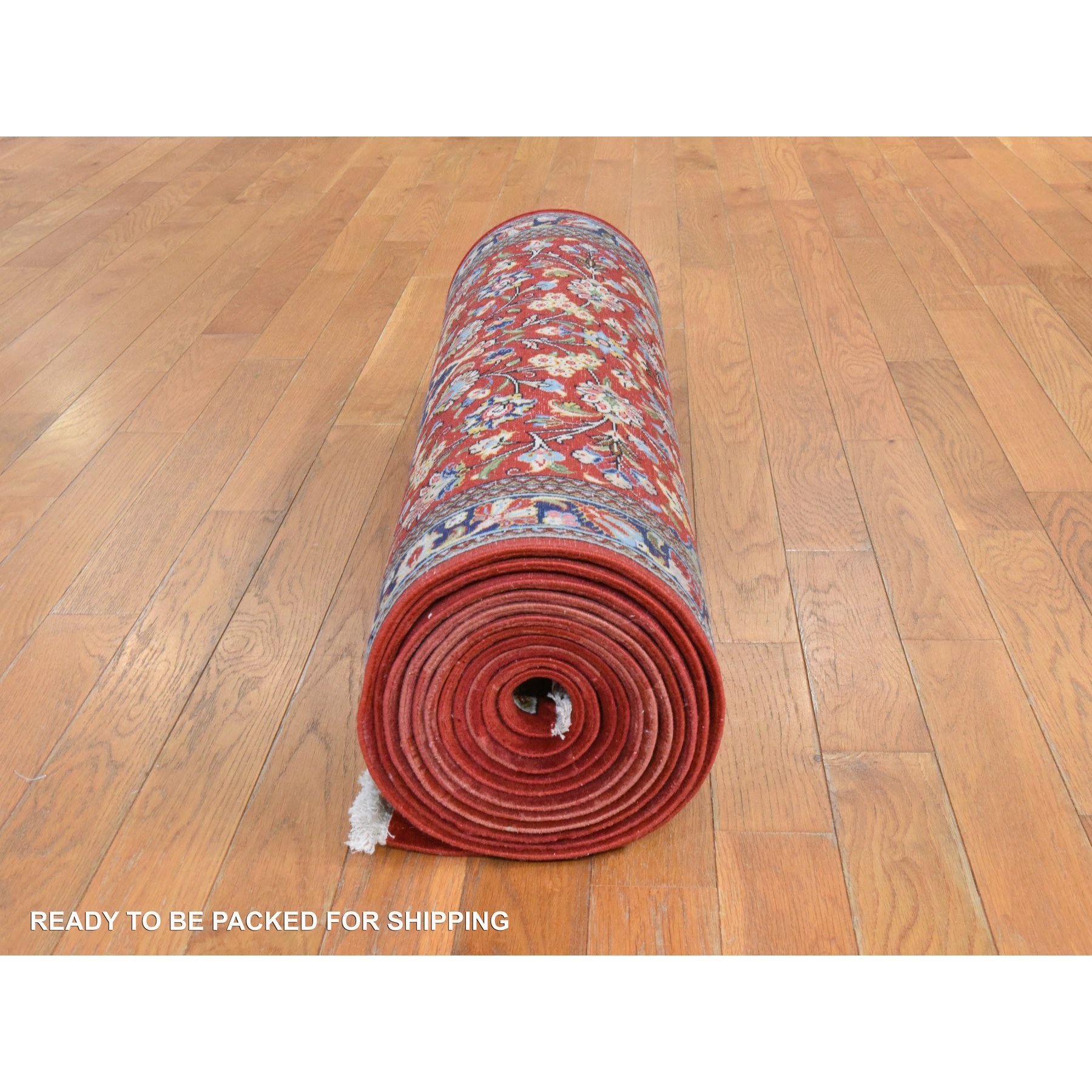 2'8"x16'6" Scarlet Red, New Persian Qum, 250 KPSI, 100% Wool, Dense Weave, Hand Knotted, XL Runner, Oriental Rug Sh78440