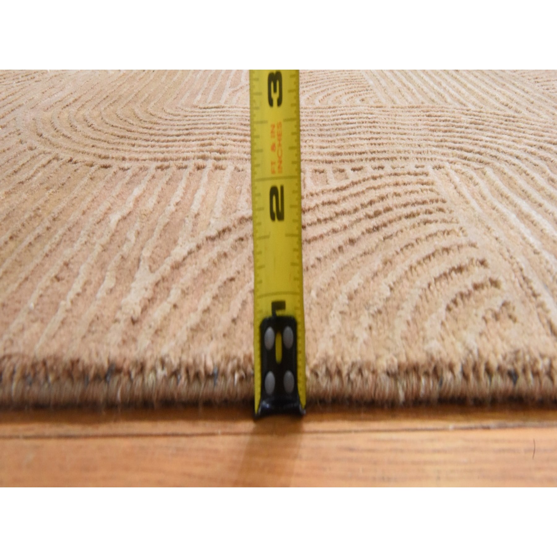 2'x3'2" Tawny Brown, Silk and Carved Wool, Sample, Strike Off, Art Nouveau Style, Hand Knotted, Mat, Oriental Rug Sh78447