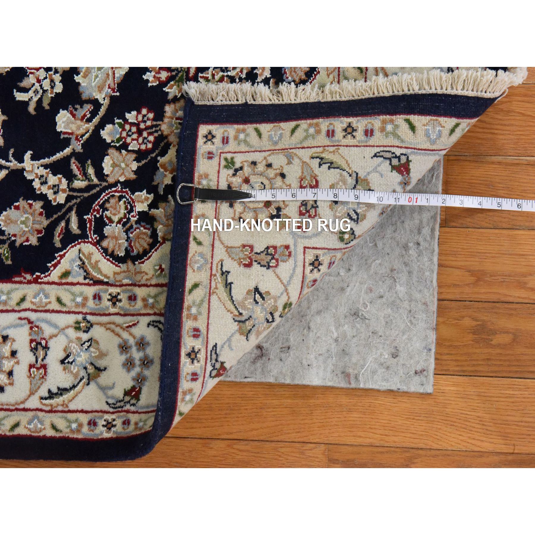 4'x6'1" Midnight Blue, Persian Nain Design, Natural Wool and Silk, Hand Knotted Oriental Rug Sh78448