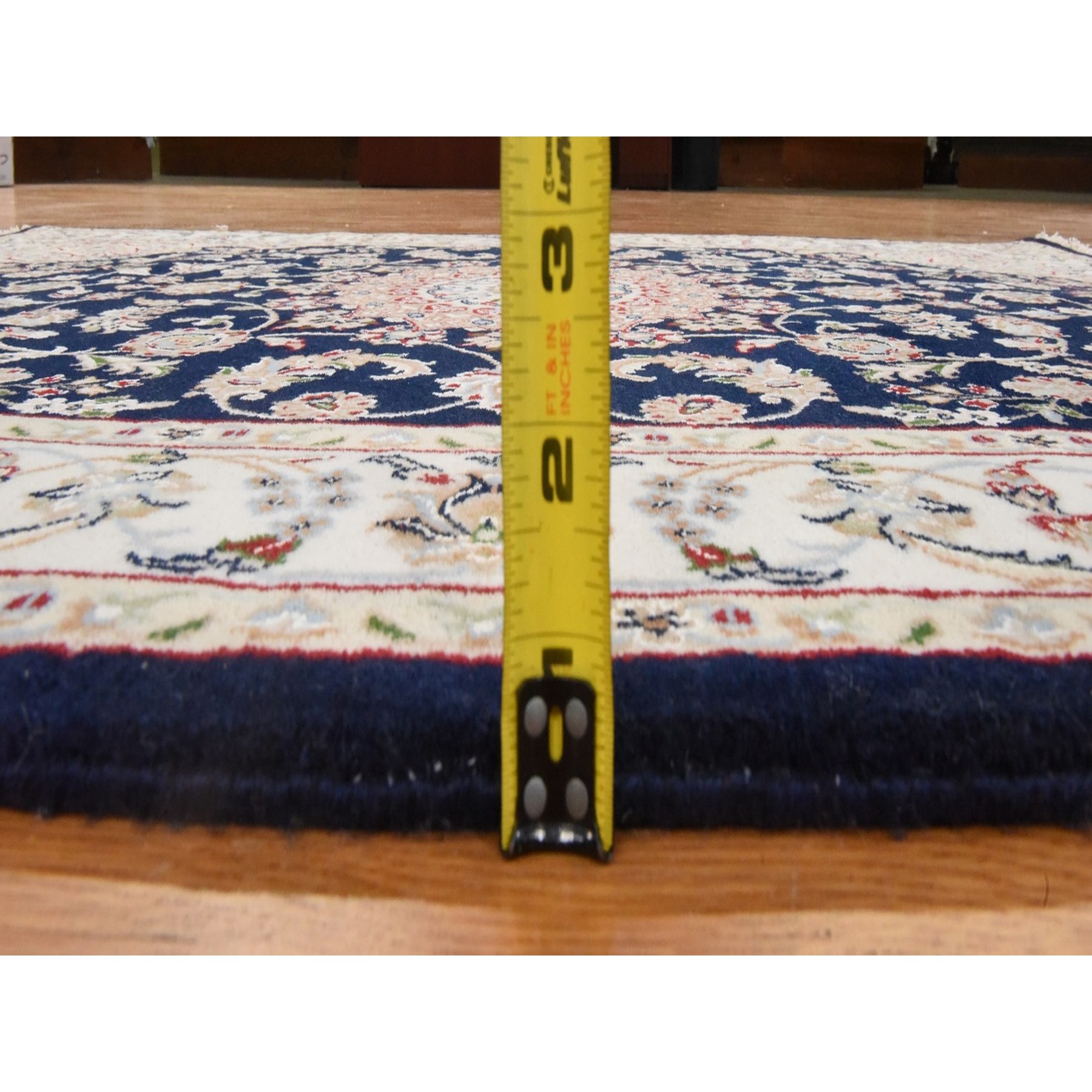 4'x6'1" Midnight Blue, Persian Nain Design, Natural Wool and Silk, Hand Knotted Oriental Rug Sh78448