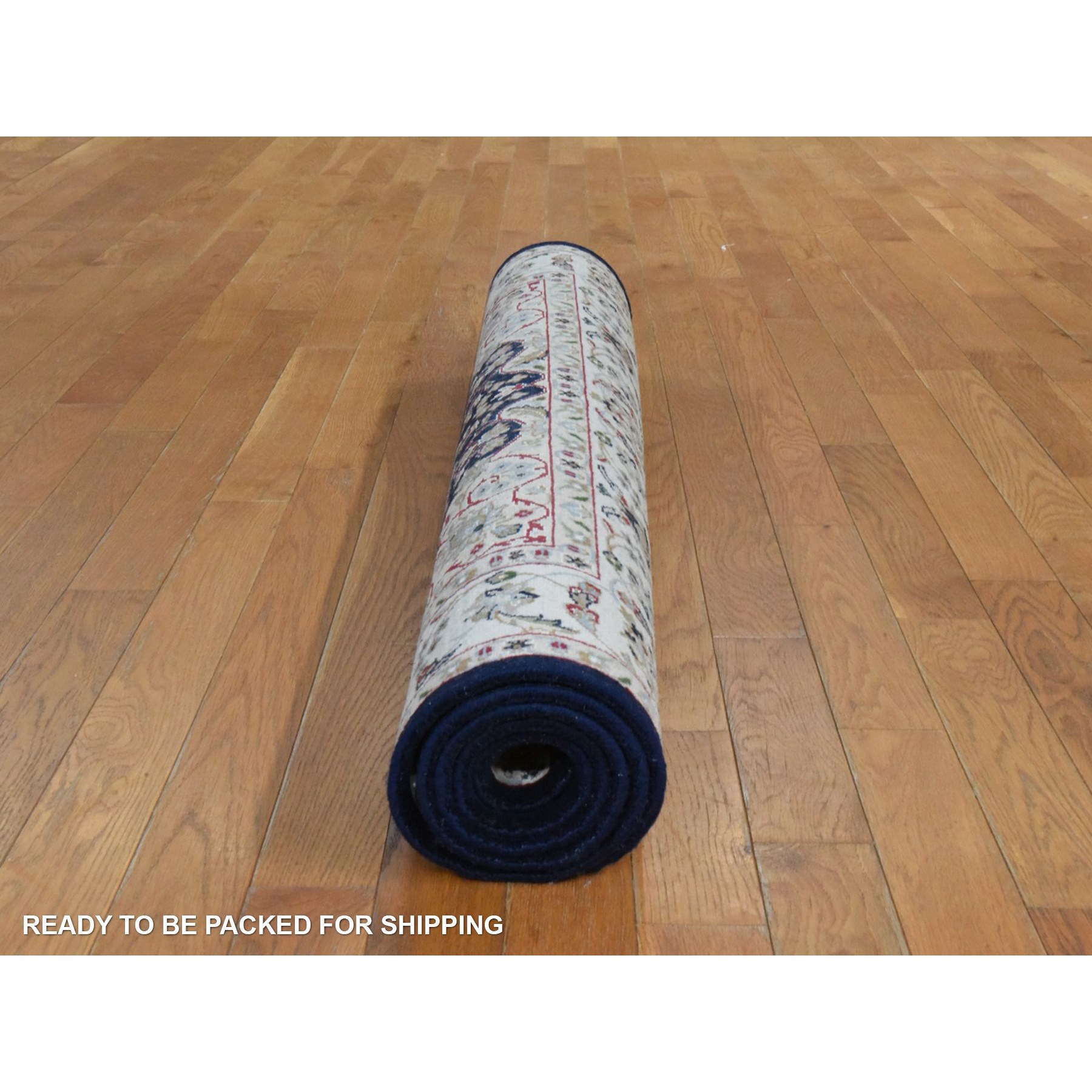 4'x6'1" Midnight Blue, Persian Nain Design, Natural Wool and Silk, Hand Knotted Oriental Rug Sh78448