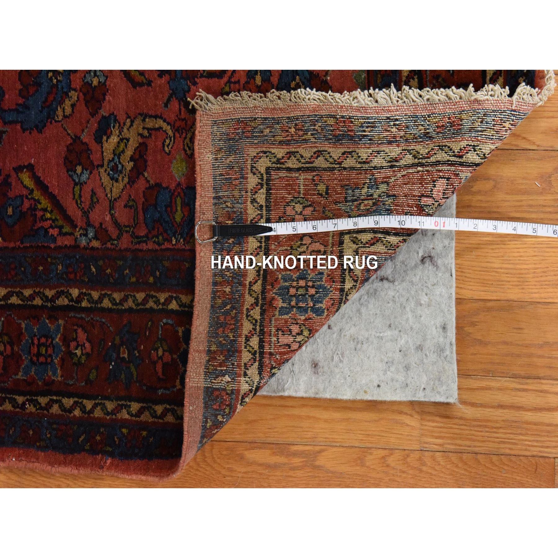 5'1"x6'6" Dahlia Red, Antique Persian Lilihan, Repetitive Flower Rosette Design, Full Even Pile and Clean, 100% Wool, Hand Knotted, Oriental Rug Sh78450