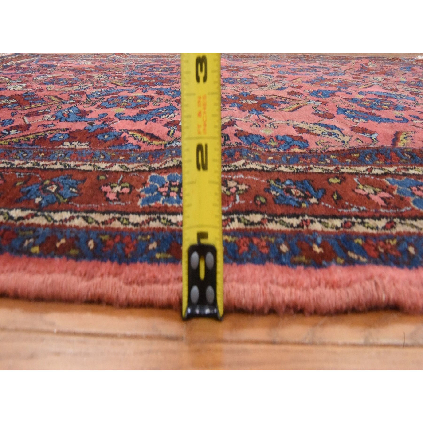 5'1"x6'6" Dahlia Red, Antique Persian Lilihan, Repetitive Flower Rosette Design, Full Even Pile and Clean, 100% Wool, Hand Knotted, Oriental Rug Sh78450
