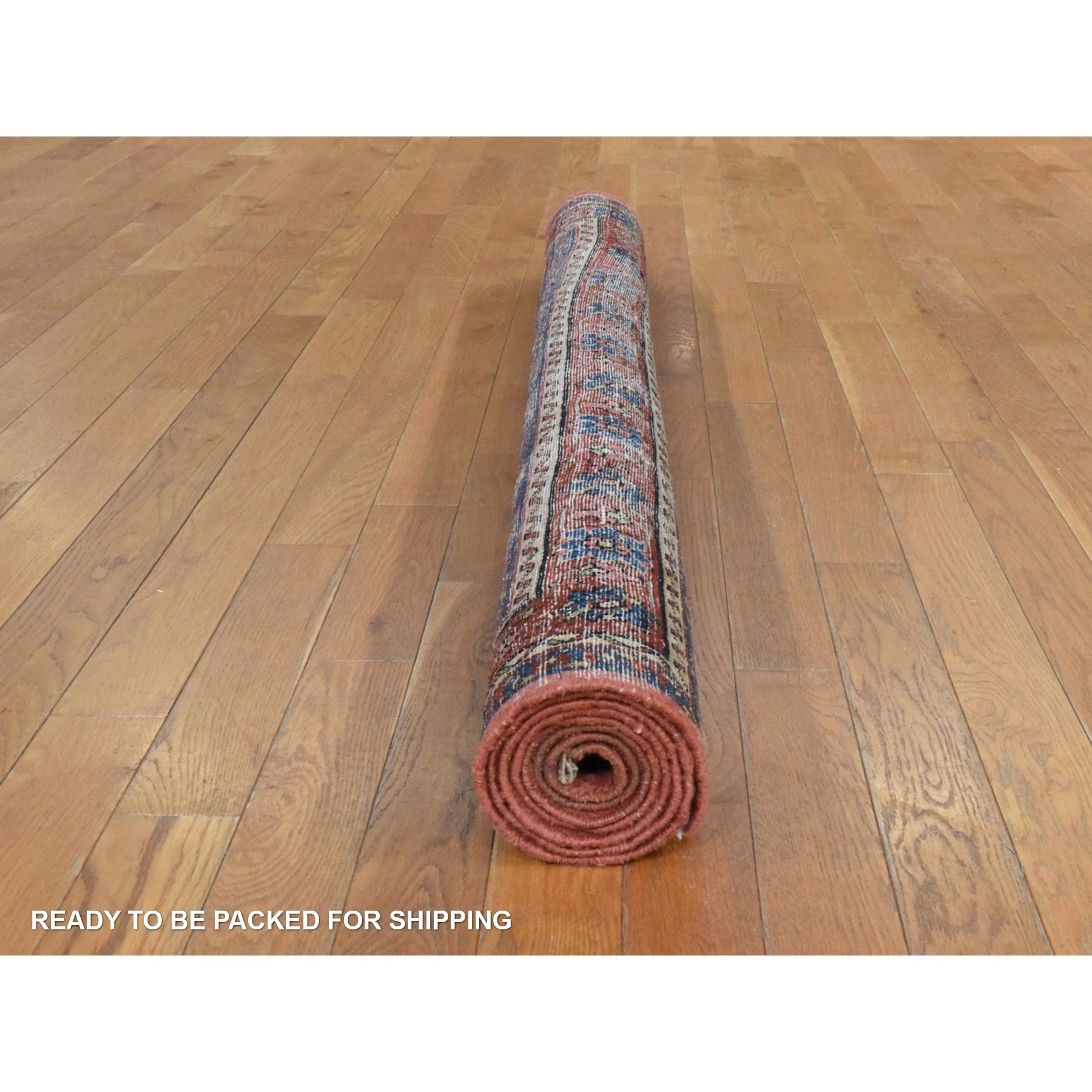 5'1"x6'6" Dahlia Red, Antique Persian Lilihan, Repetitive Flower Rosette Design, Full Even Pile and Clean, 100% Wool, Hand Knotted, Oriental Rug Sh78450