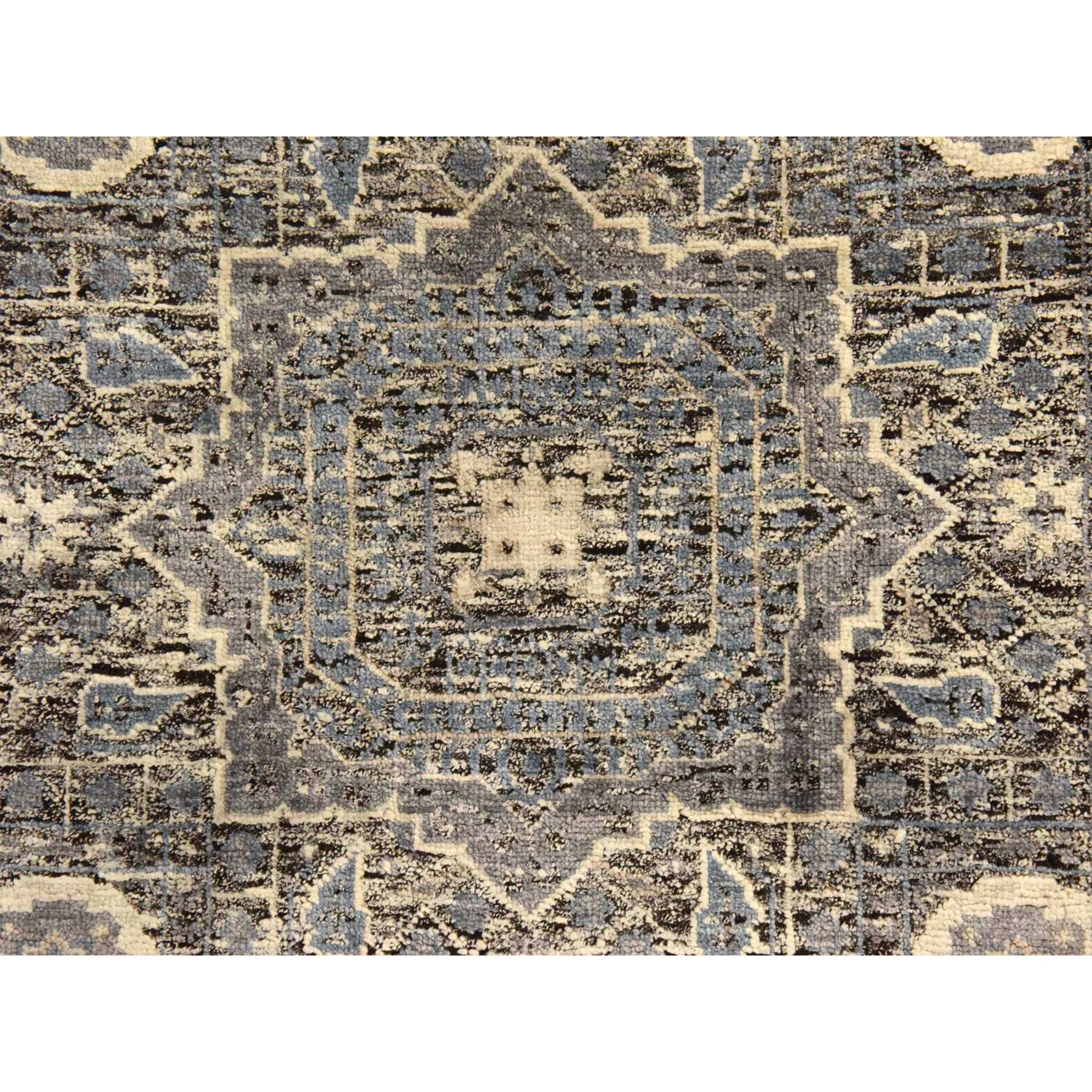 2'7"x8' Powder Blue, Silken Mamluk Design, Washed Out, Hand Knotted, Oriental, Wide Runner Rug Sh78453