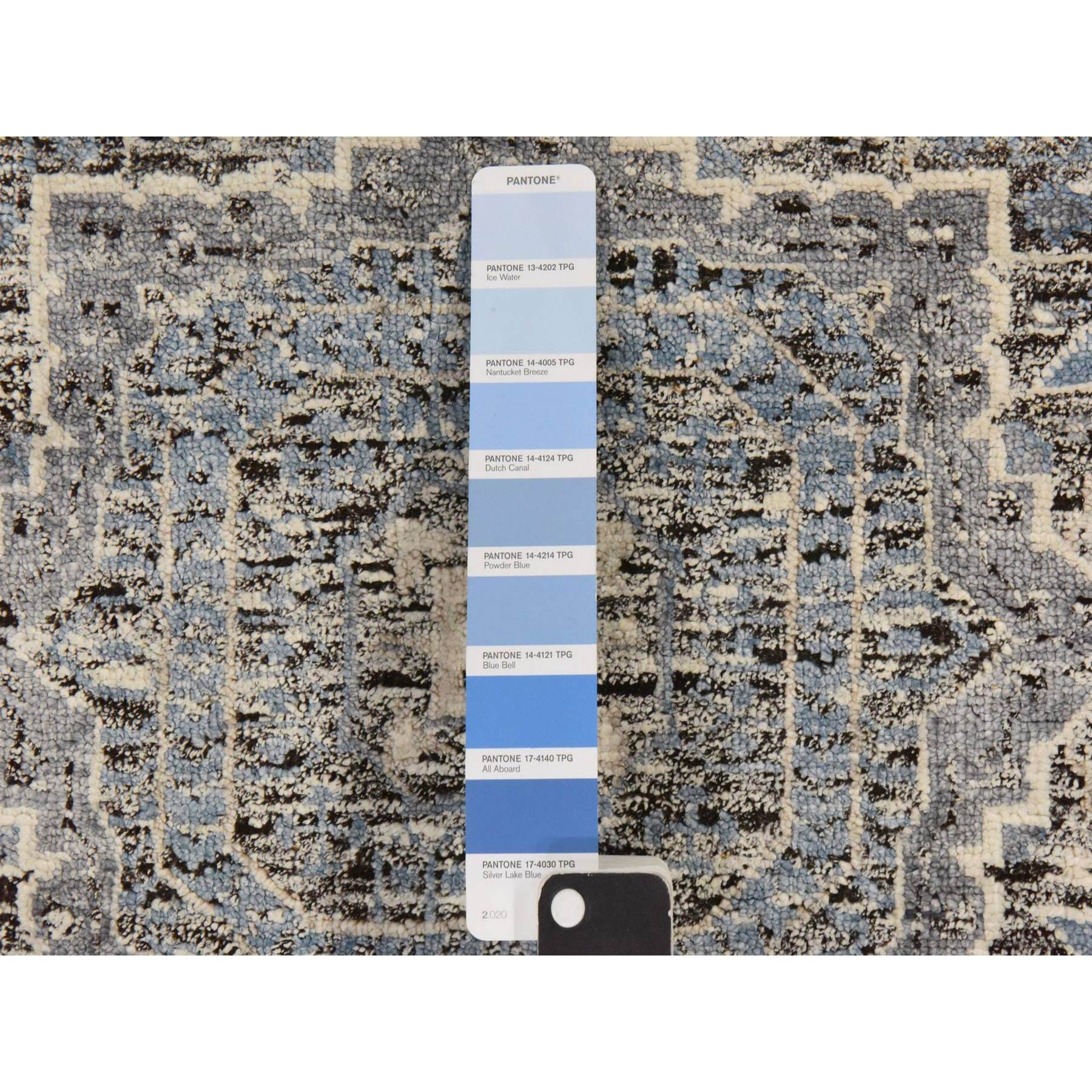 2'7"x8' Powder Blue, Silken Mamluk Design, Washed Out, Hand Knotted, Oriental, Wide Runner Rug Sh78453