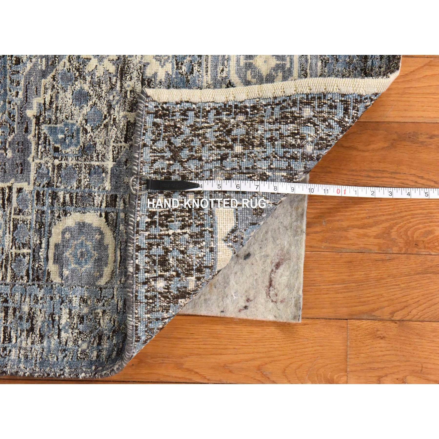 2'7"x8' Powder Blue, Silken Mamluk Design, Washed Out, Hand Knotted, Oriental, Wide Runner Rug Sh78453