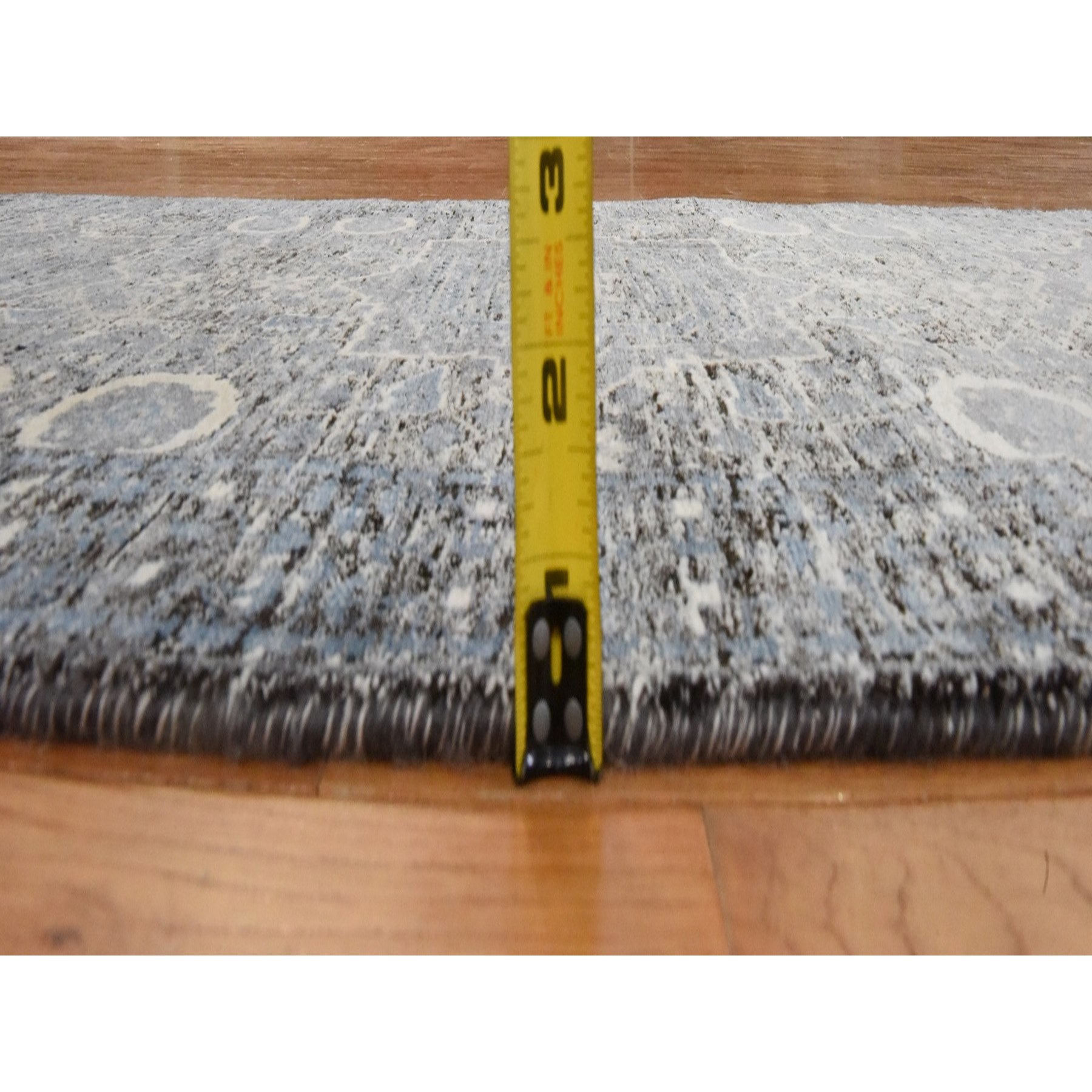 2'7"x8' Powder Blue, Silken Mamluk Design, Washed Out, Hand Knotted, Oriental, Wide Runner Rug Sh78453