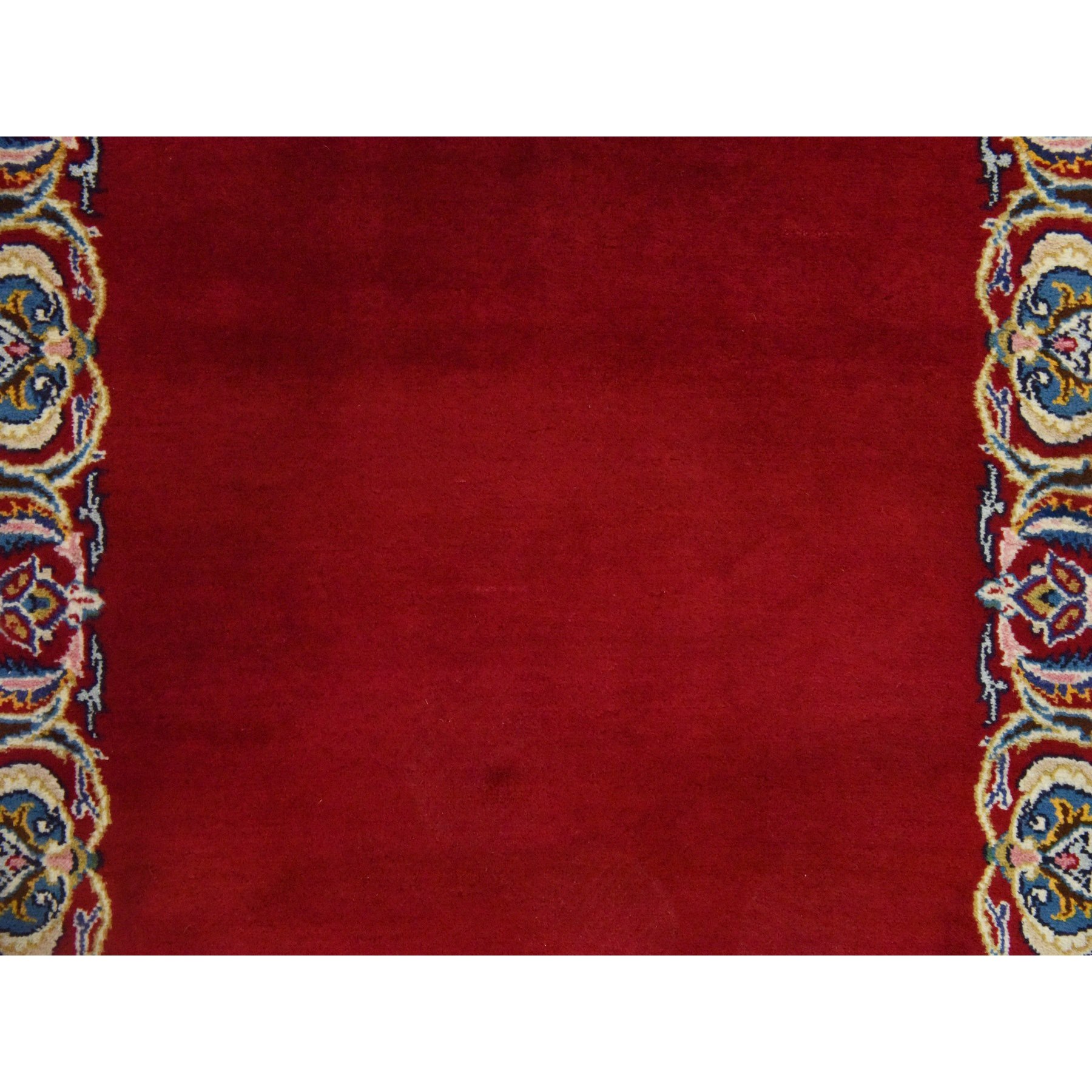 3'5"x13'3" Savvy Red, Semi Antique Persian Kashan, VIP Open Field Red Carpet Design, Clean, Full and Soft Even Pile, 100% Wool, Hand Knotted, Oriental, Runner Rug Sh78458