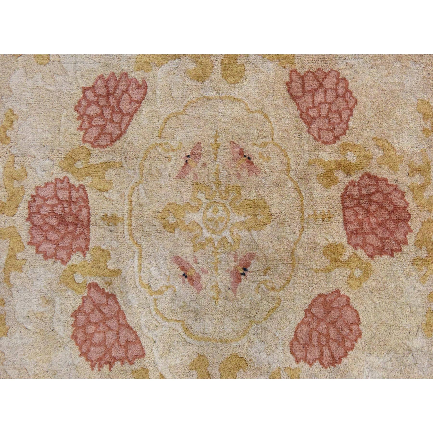 4'x6'9" Khaki Brown, Antique Chinese Peking, Full Pile, Clean, Excellent Condition, Oval Shape, 100% Wool, Hand Knotted Oriental Rug Sh78462