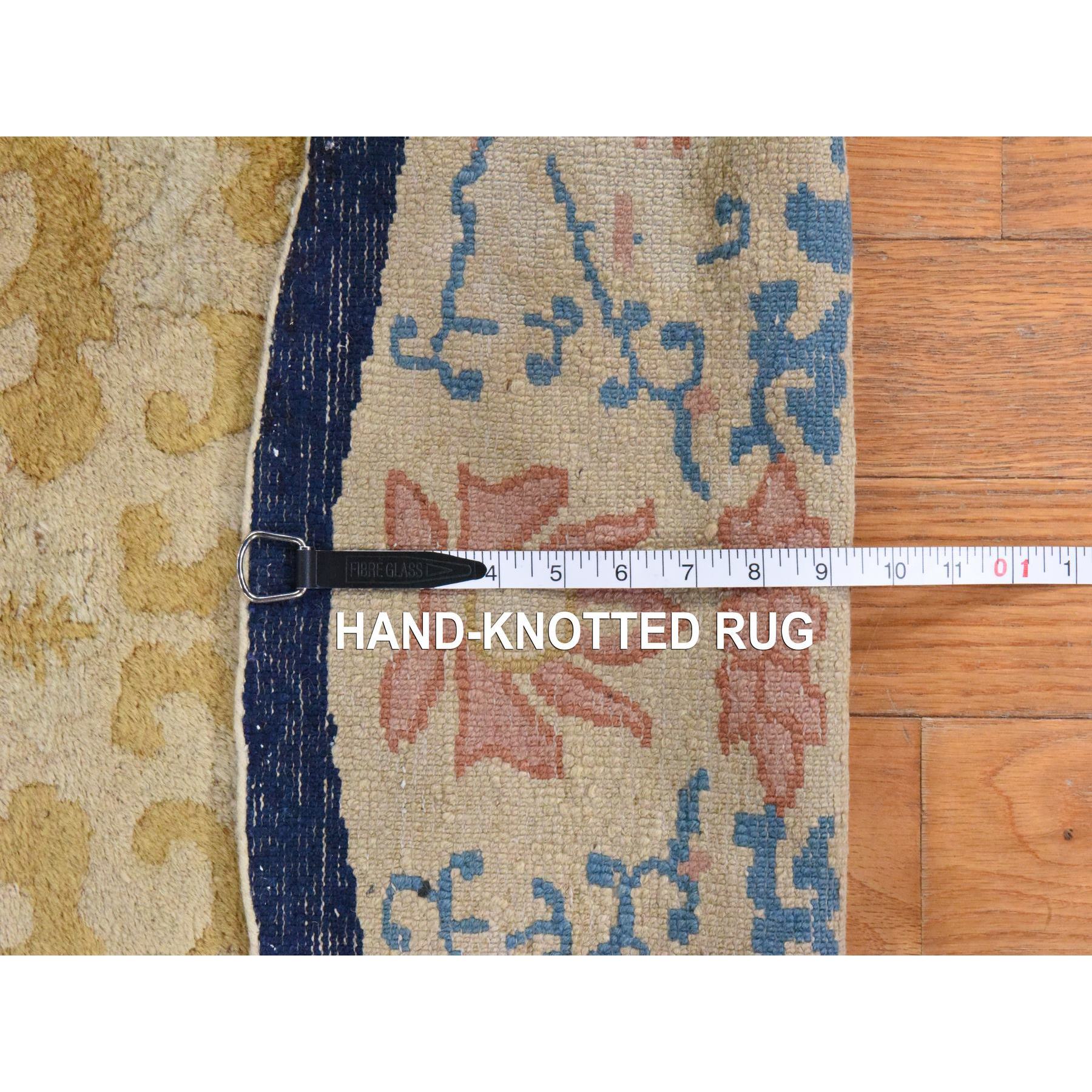 4'x6'9" Khaki Brown, Antique Chinese Peking, Full Pile, Clean, Excellent Condition, Oval Shape, 100% Wool, Hand Knotted Oriental Rug Sh78462