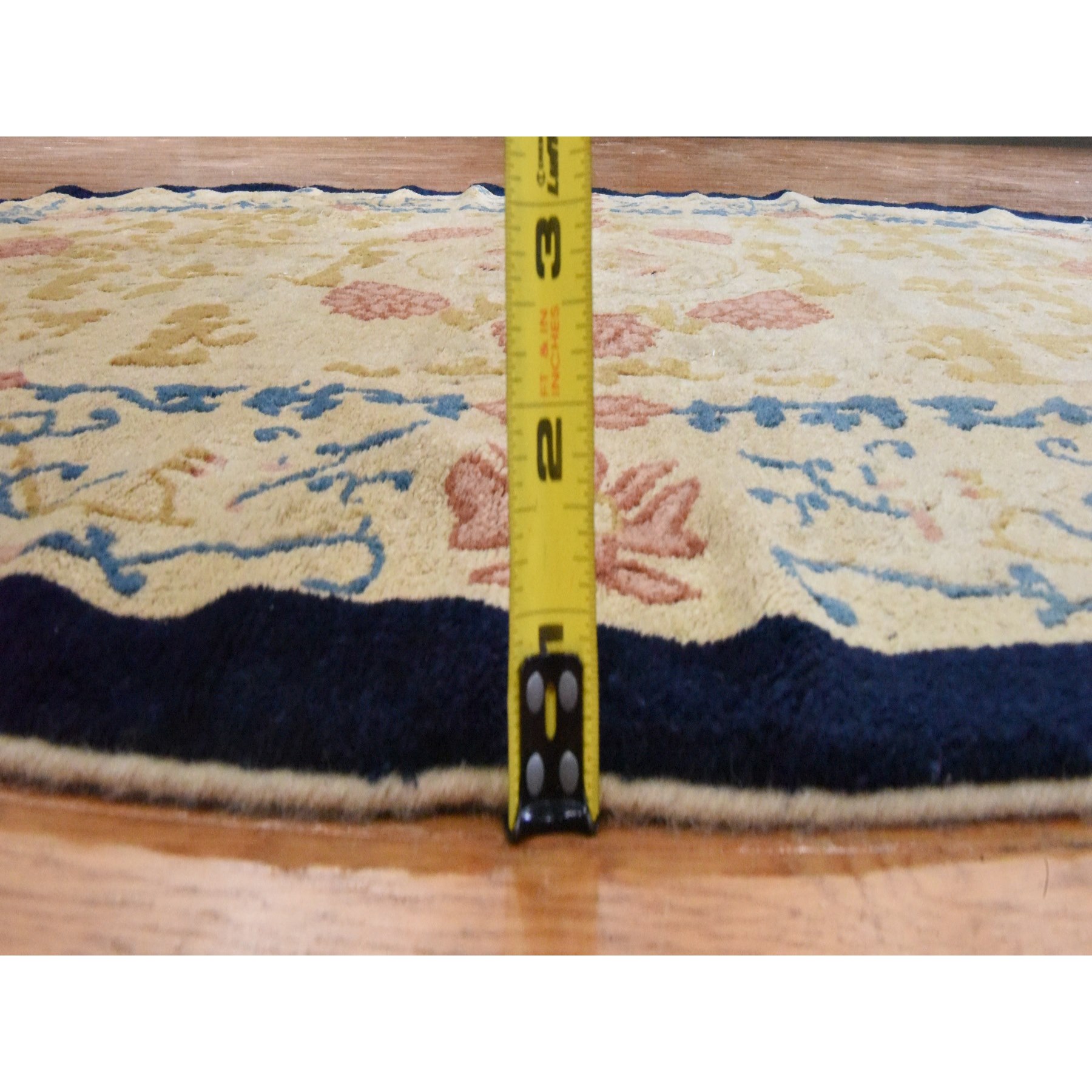 4'x6'9" Khaki Brown, Antique Chinese Peking, Full Pile, Clean, Excellent Condition, Oval Shape, 100% Wool, Hand Knotted Oriental Rug Sh78462