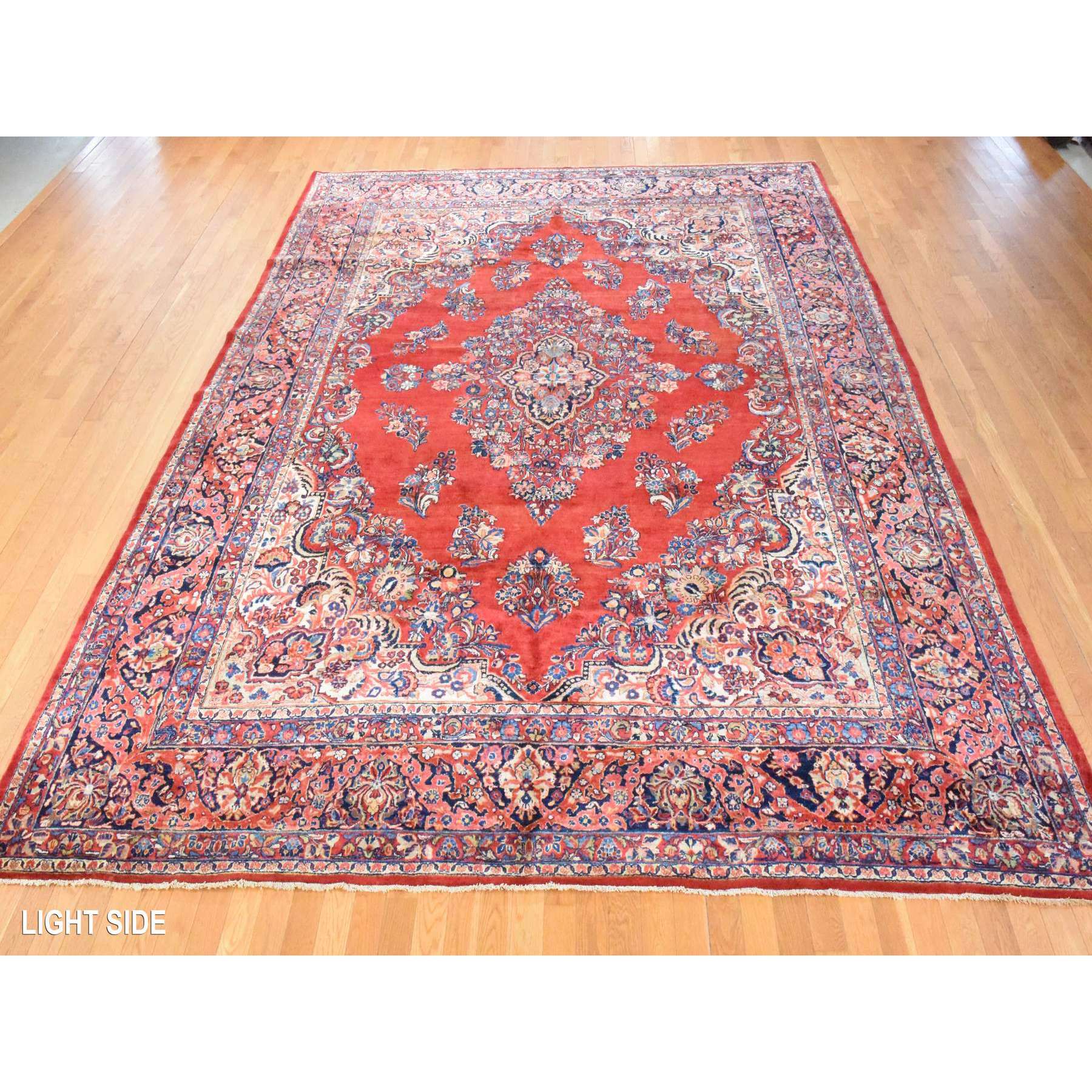 10'2"x13'3" Scarlet Red, Semi Antique Persian Sarouk, Full Pile, Clean, Excellent Condition, 100% Wool, Hand Knotted, Oriental Rug Sh78464