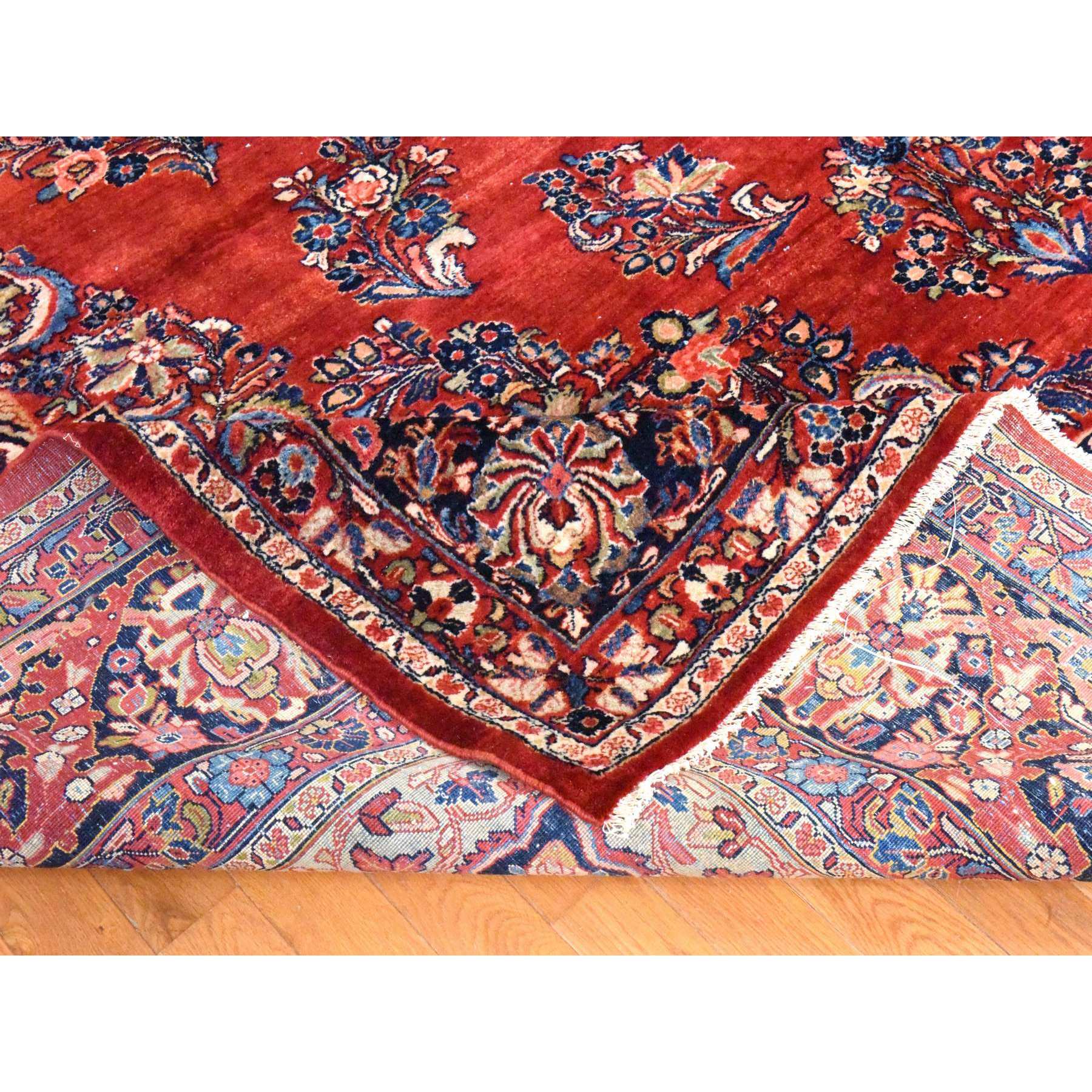 10'2"x13'3" Scarlet Red, Semi Antique Persian Sarouk, Full Pile, Clean, Excellent Condition, 100% Wool, Hand Knotted, Oriental Rug Sh78464
