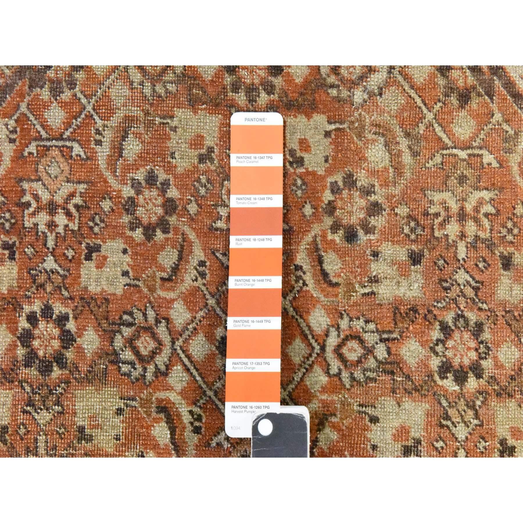 9'2"x12'9" Alabaster White, Antique Persian Haja Jalili Tabriz, Clean, Evenly Worn, Serrated Fish Mahi Medallion Design, 100% Wool, Hand Knotted, Oriental Rug Sh78465
