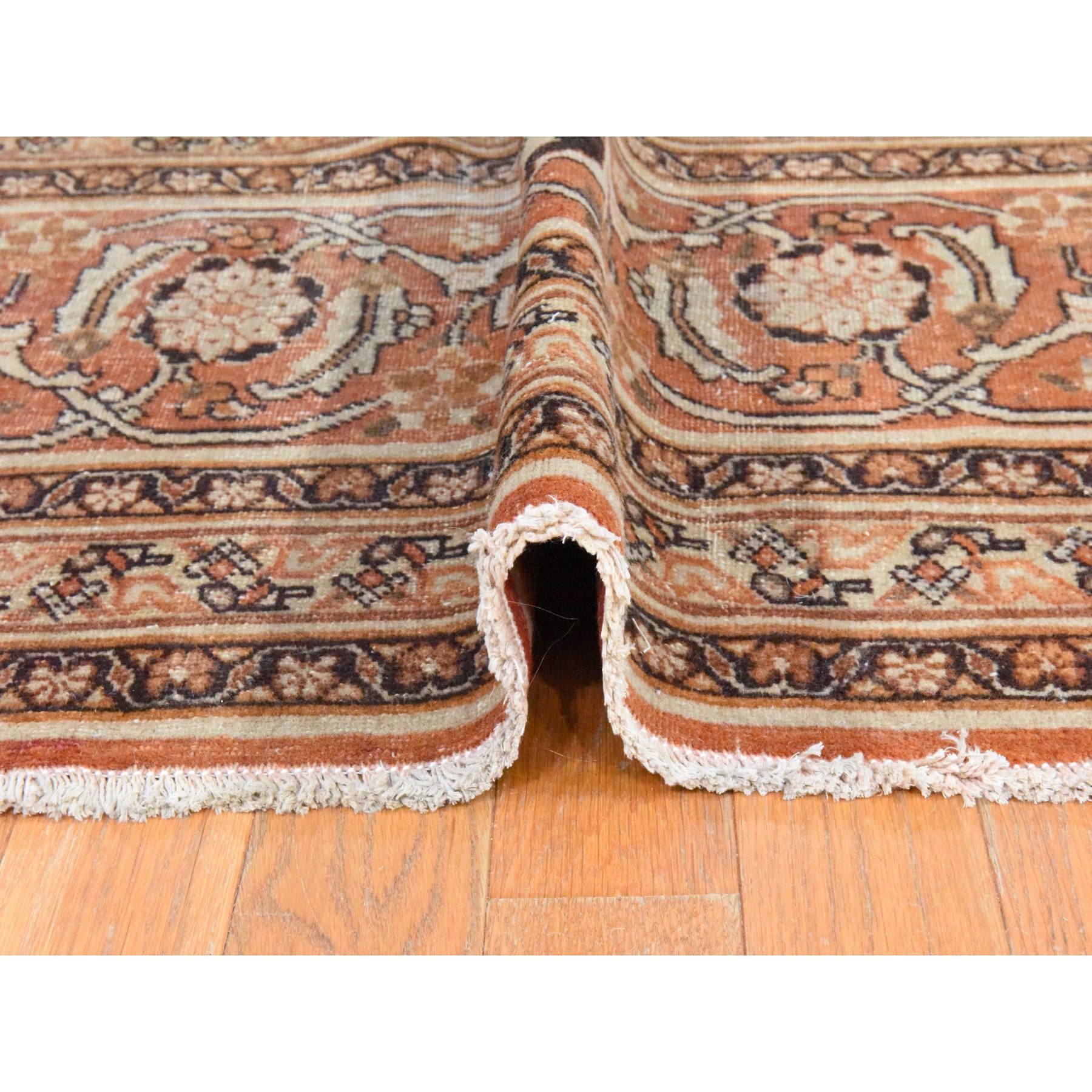 9'2"x12'9" Alabaster White, Antique Persian Haja Jalili Tabriz, Clean, Evenly Worn, Serrated Fish Mahi Medallion Design, 100% Wool, Hand Knotted, Oriental Rug Sh78465