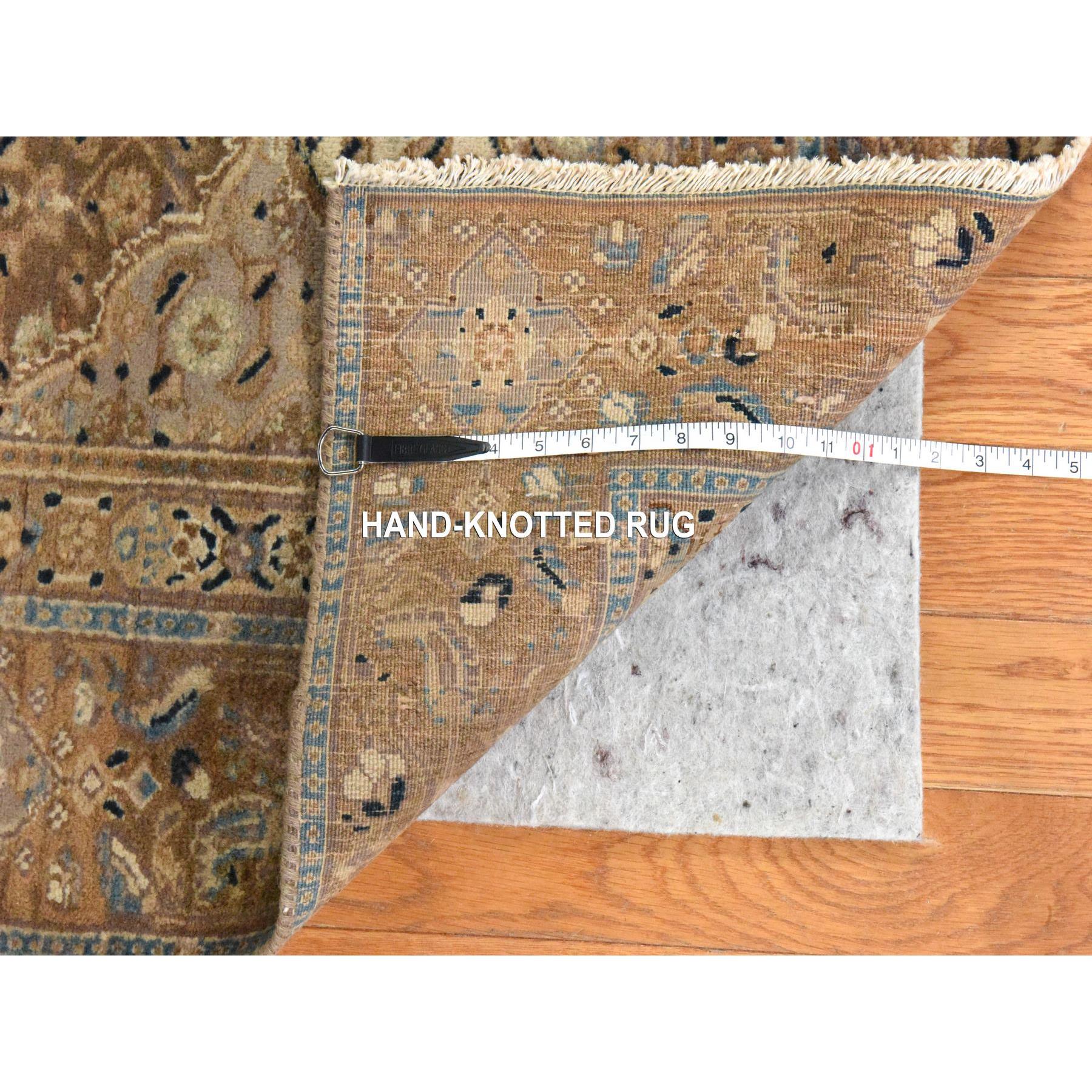 6'4"x9'4" Light Green, Semi Antique Persian Moud, Clean, Full Pile, Large Medallion Design, 100% Wool, Hand Knotted, Oriental Rug Sh78466