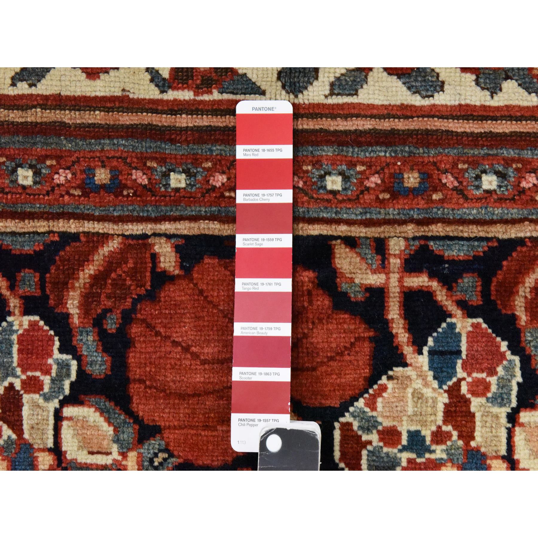 7'2"x19'3" Midnight Blue, Antique Persian Bakhtiari with Repetitive Botanical Design, Gallery Size, Hand Knotted, 100% Wool, XL, Oriental Rug Sh78467