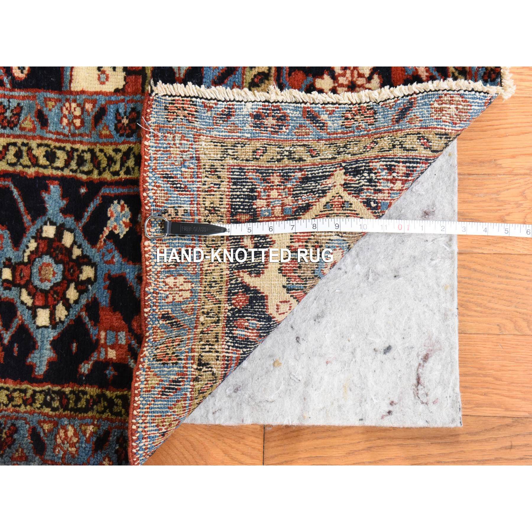 8'10"x12'2" Samba Red, Antique Persian Heriz, Clean, Even Wear, Large Medallion Design, 100% Wool, Hand Knotted, Oriental Rug Sh78468