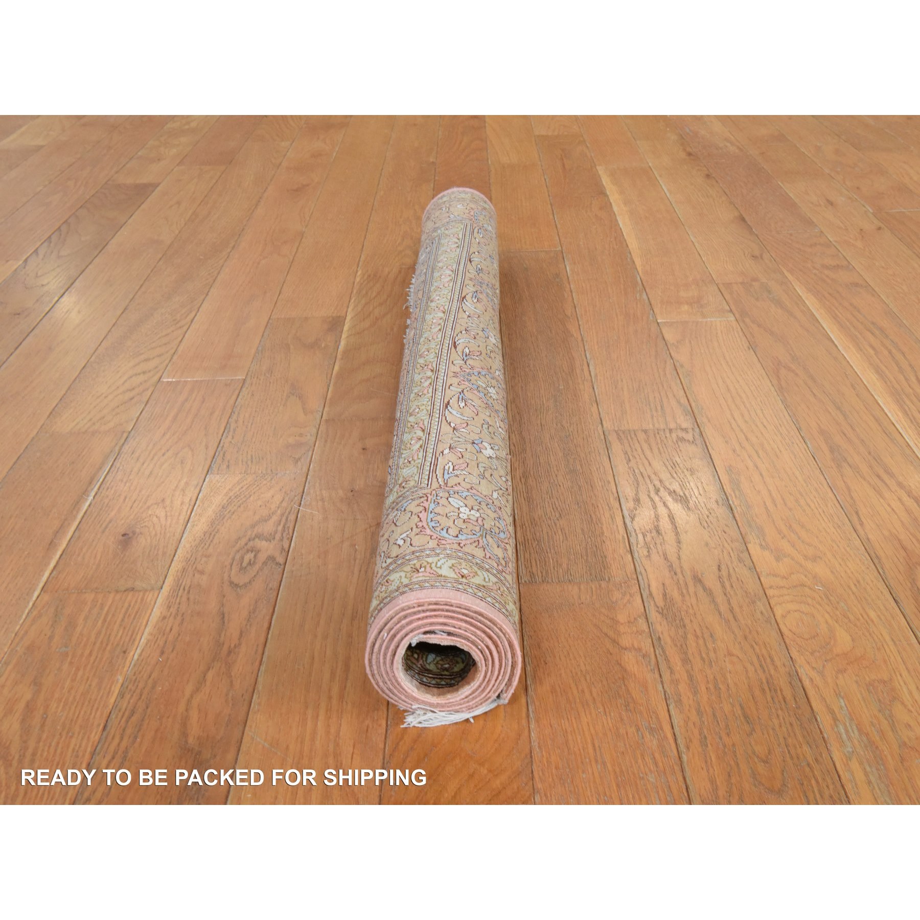 2'7"x3'10" Alabaster White, Persian Qum, 400 KPSI, Super Fine 100% Silk, Hand Knotted, Mat, Small, Oriental Rug Sh78469