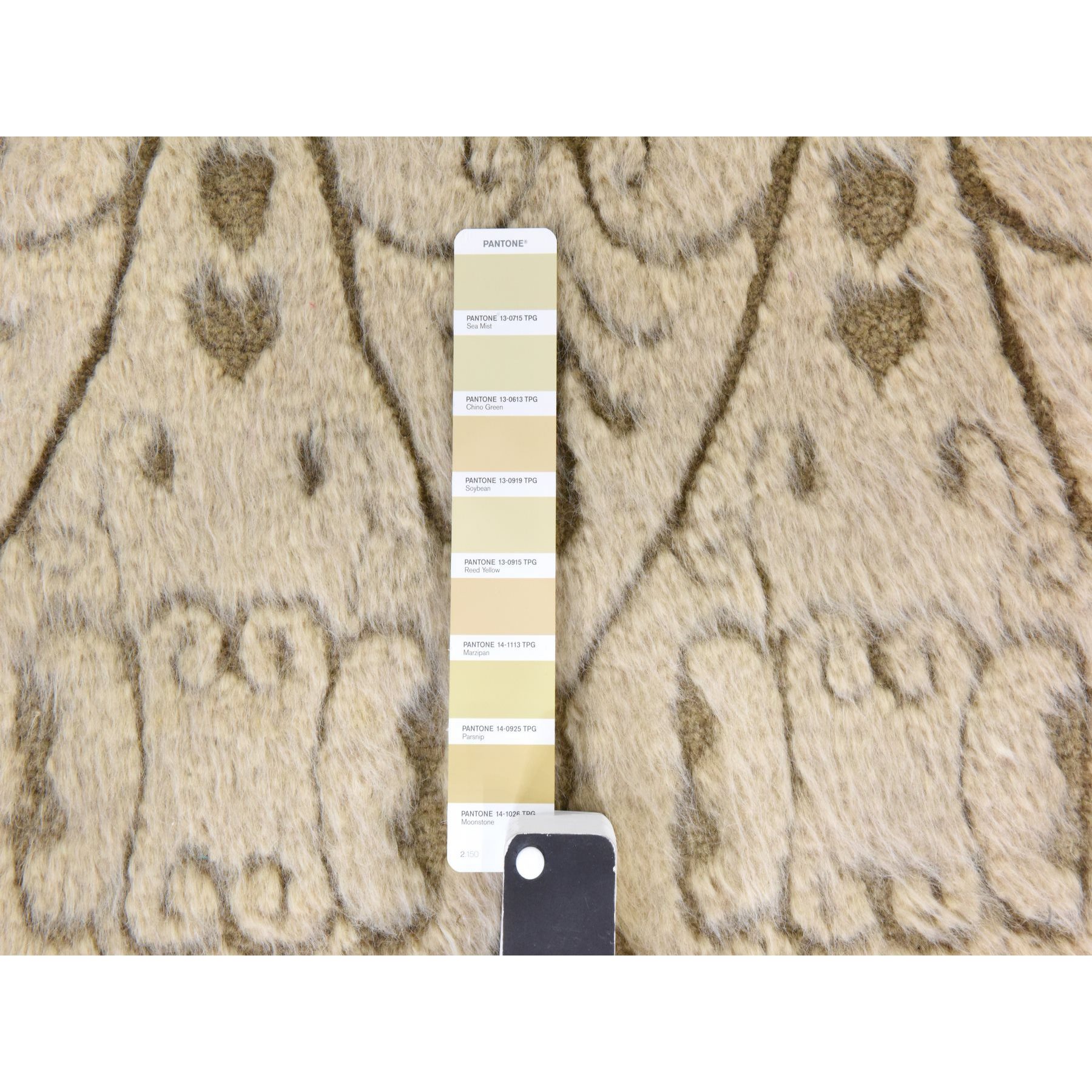 2'x3'2" Beige, High and Low Textured Design, Natural Undyed Wool, Hand Knotted, Mat, Sample, Oriental Rug Sh78472