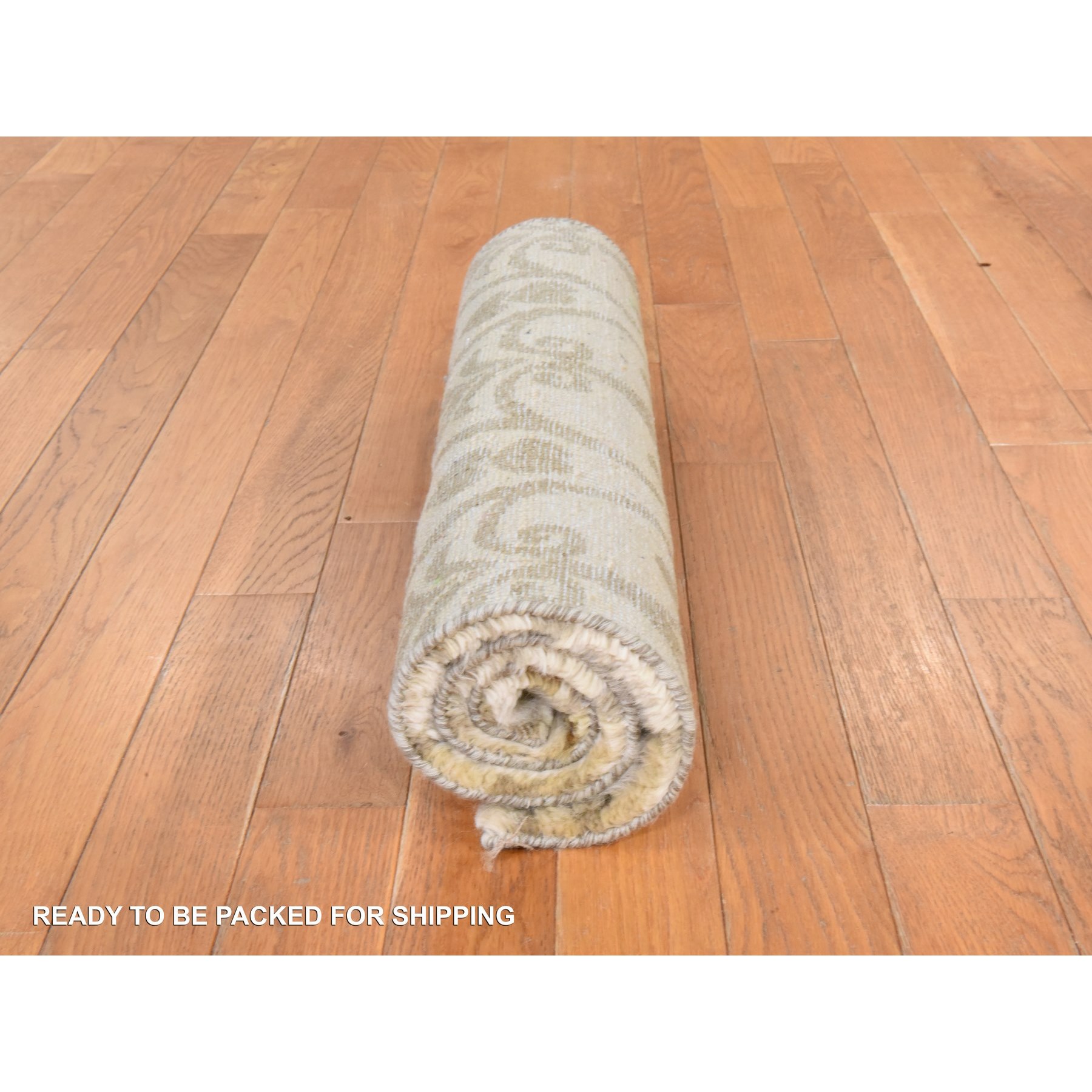 2'x3'2" Beige, High and Low Textured Design, Natural Undyed Wool, Hand Knotted, Mat, Sample, Oriental Rug Sh78472