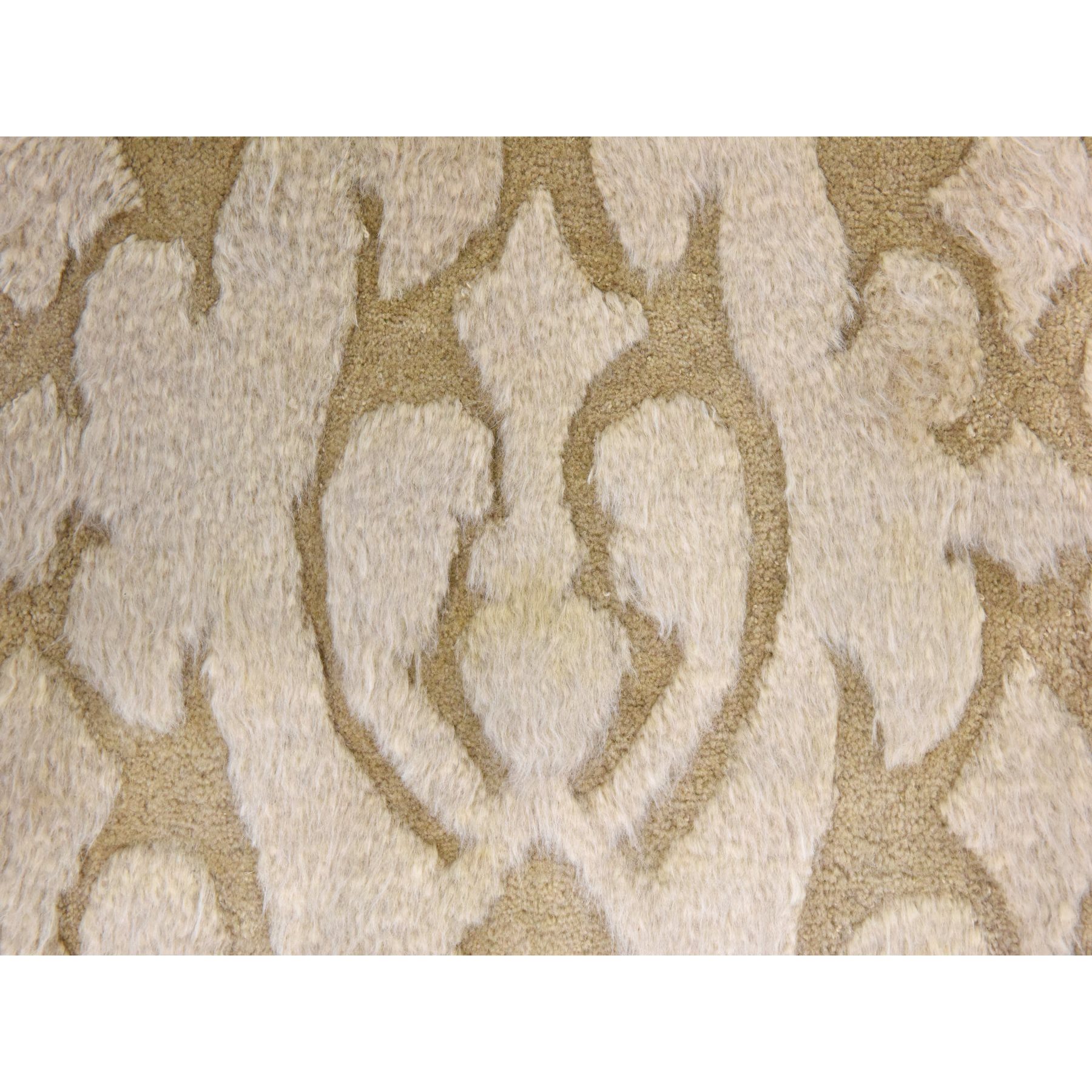2'x3'2" Beige, High and Low Textured Design, Natural Undyed Wool, Hand Knotted, Mat, Sample, Oriental Rug Sh78473