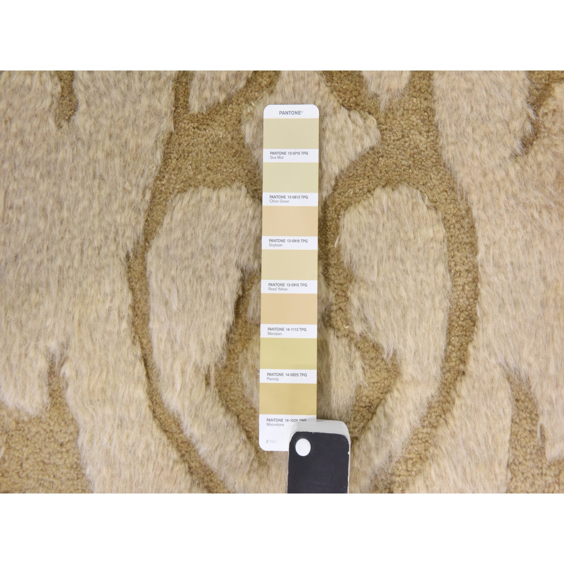 2'x3'2" Beige, High and Low Textured Design, Natural Undyed Wool, Hand Knotted, Mat, Sample, Oriental Rug Sh78473