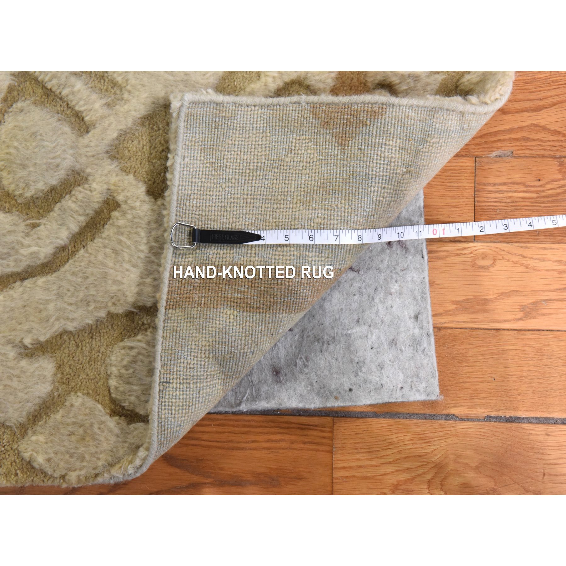 2'x3'2" Beige, High and Low Textured Design, Natural Undyed Wool, Hand Knotted, Mat, Sample, Oriental Rug Sh78473