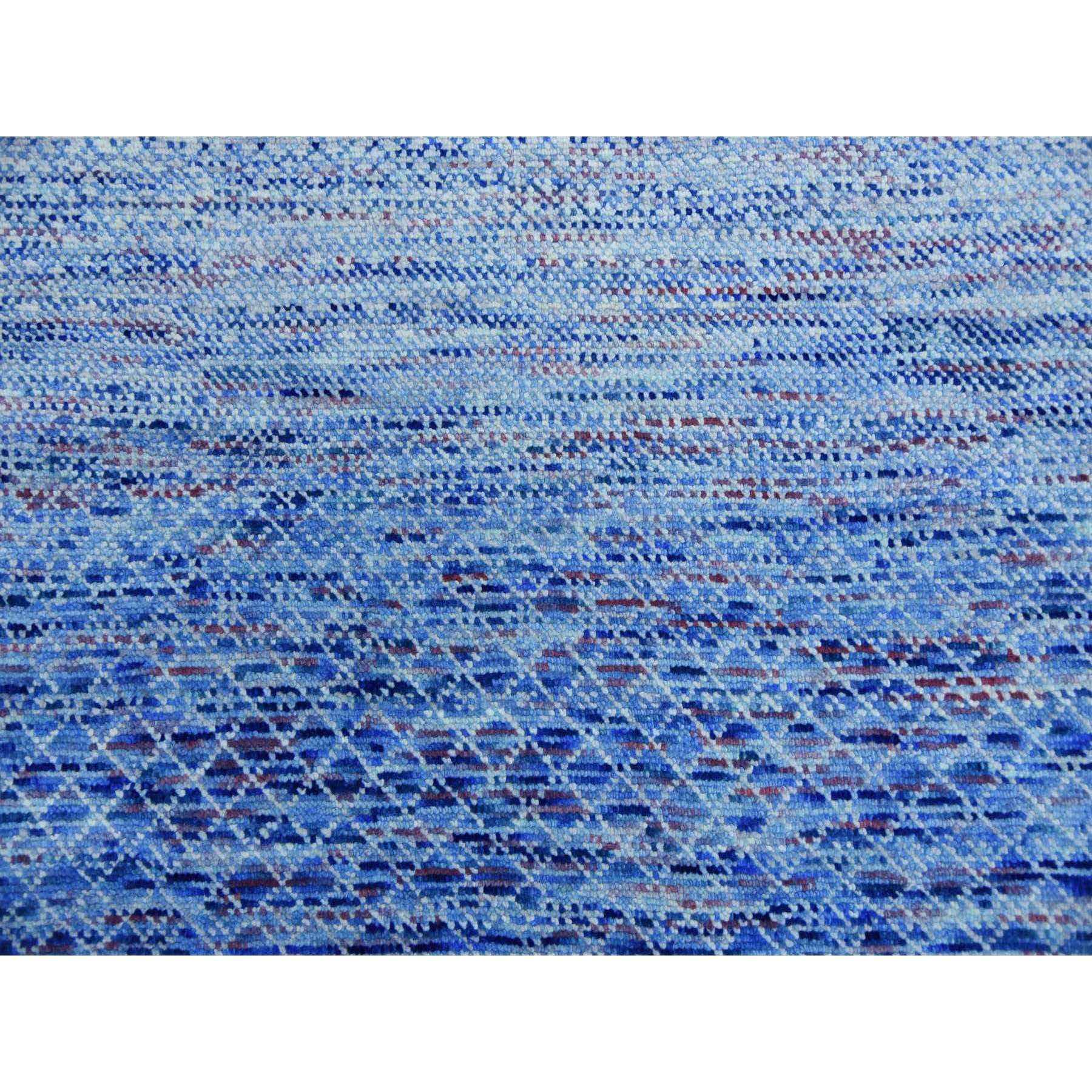 8'4"x10'6" Blue, Pure Wool Hand Knotted, Modern Chiaroscuro Collection Thick and Plush, Oriental Rug Sh79193