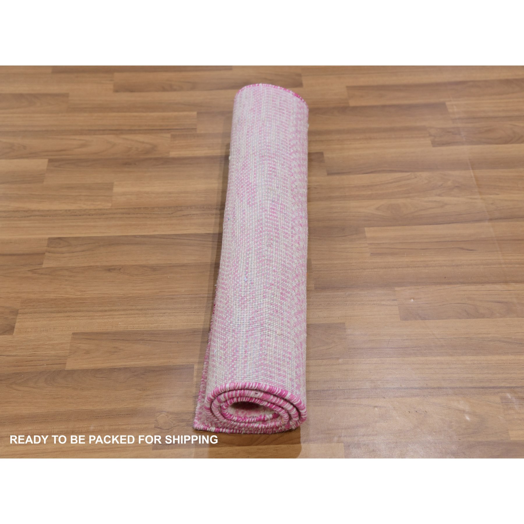 2'1"x3'1" Floral White, Hand Knotted, Tone on Tone, Modern Grass Design, 100% Dyed Wool, Mat Oriental Rug Sh79633